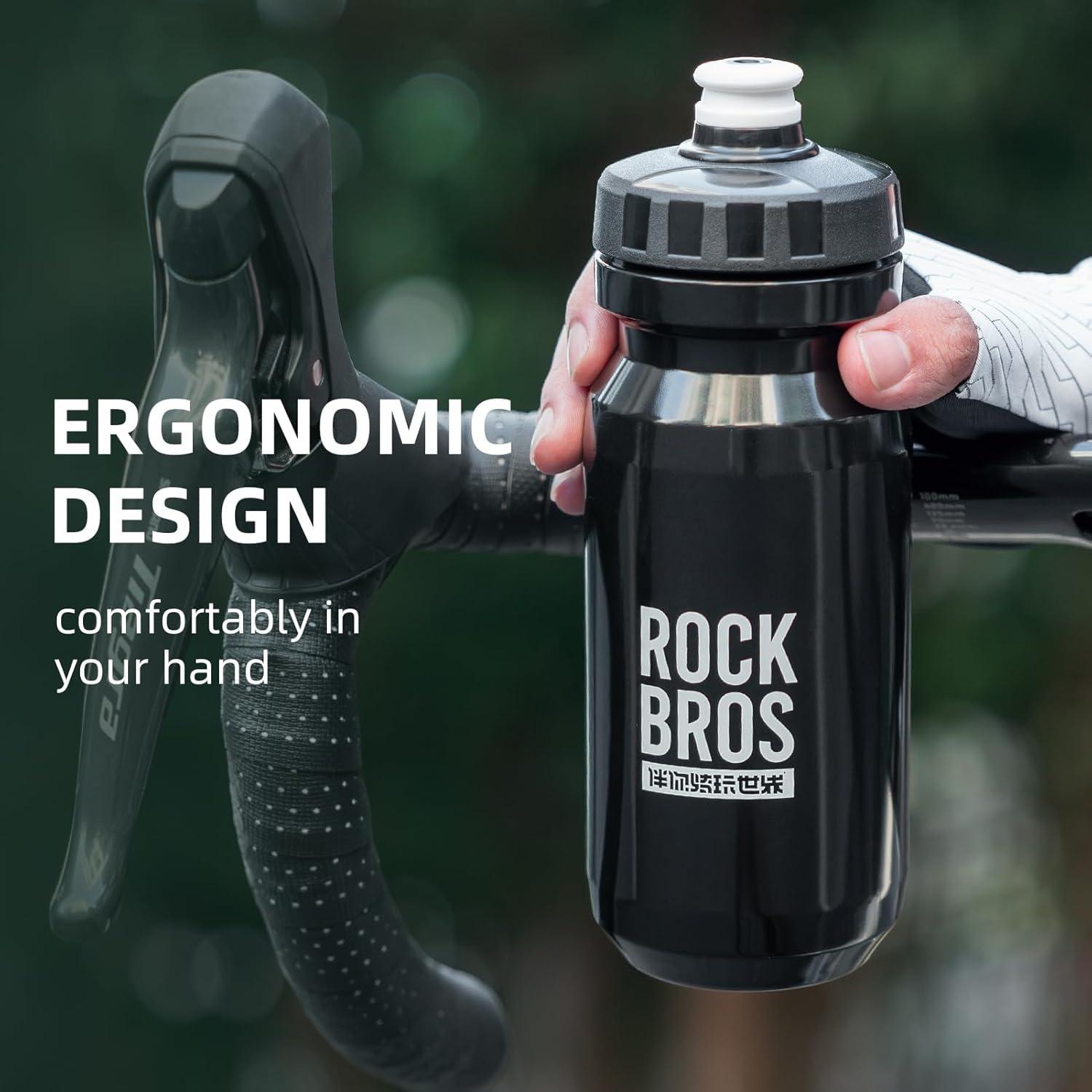 imageROCKBROS Bike Water Bottle Squeeze 20oz Bicycle Water Bottle BPAFreeBlack