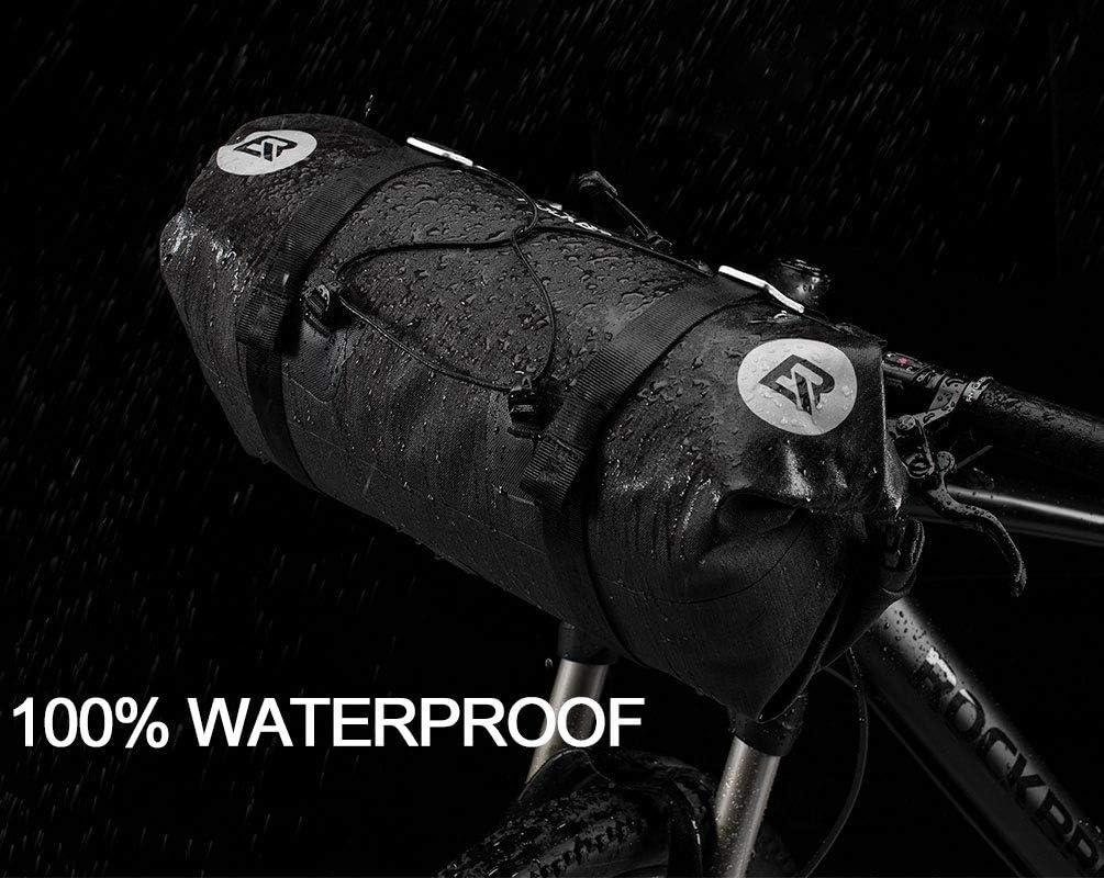 imageROCKBROS Bikepacking Bike Handlebar Bag 7L14L Waterproof Large Dry Pack Bicycle Front Bag Roll for MTB Mountain Road Dropbar Bikes Bar