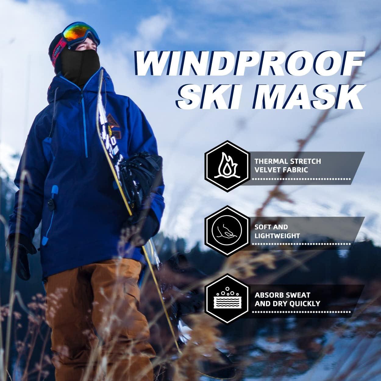 imageROCKBROS Cold Weather Balaclava Ski Mask for Men Windproof Thermal Winter Scarf Mask Women Neck Warmer Hood for CyclingBlack
