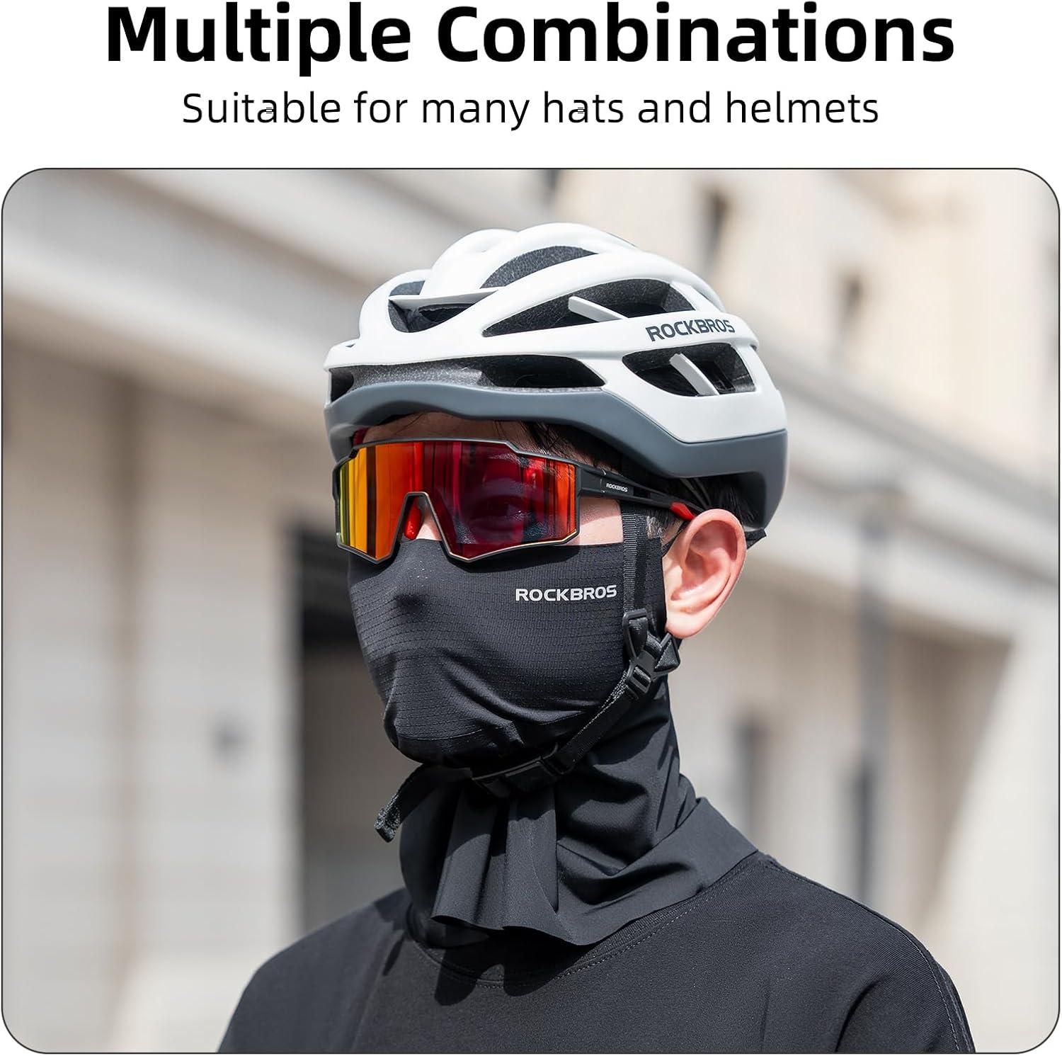 imageROCKBROS Cooling Neck Gaiter Face Scarf Coverings with Ear Loops Breathable Sun UV Protection Balaclava Bandanas for CyclingWhite