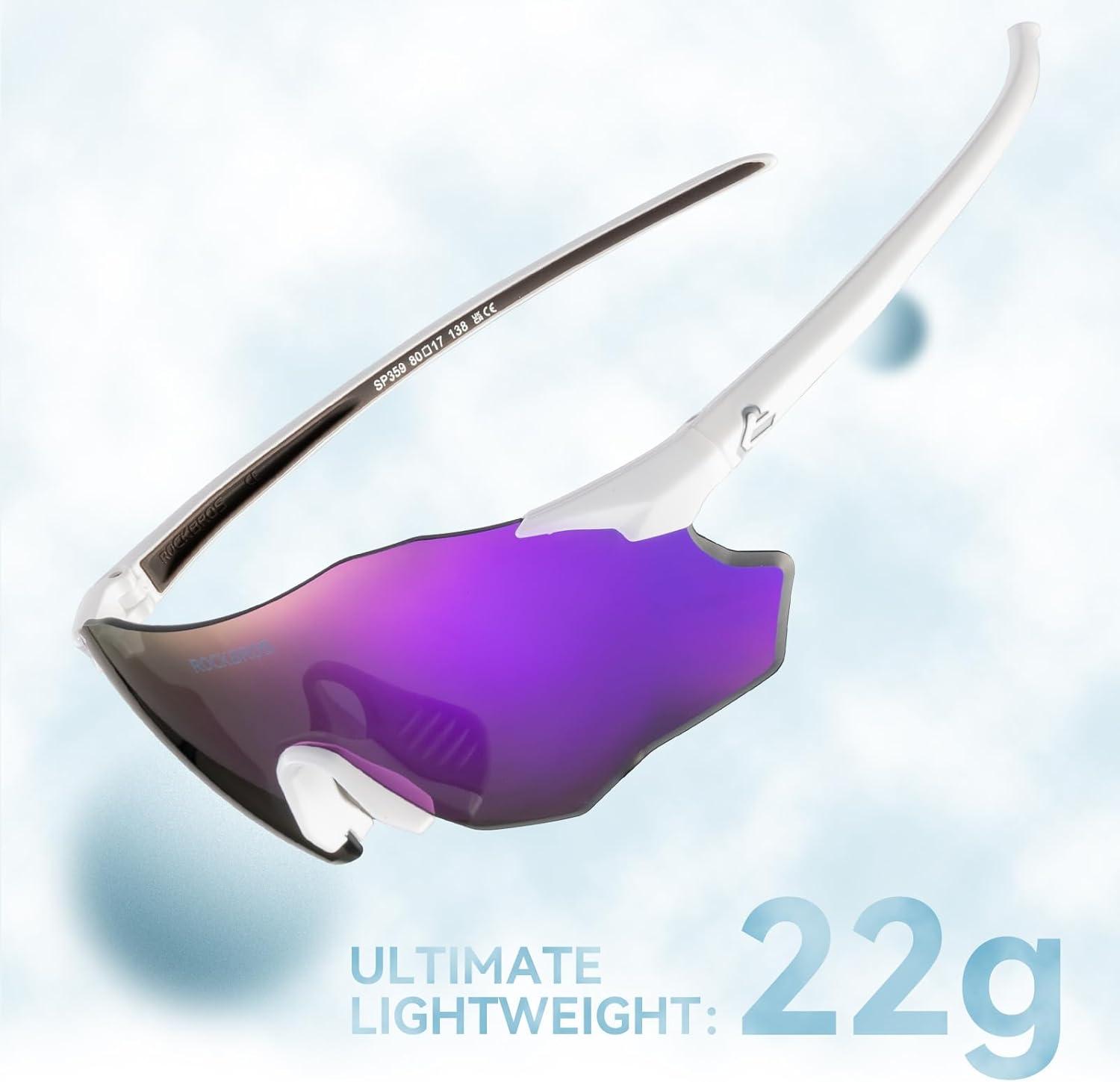 imageROCKBROS Cycling Glasses Outdoor Frameless Polarized Sports Running Windproof Glasses Bicycle Equipment Men and WomenBright WhitePurple