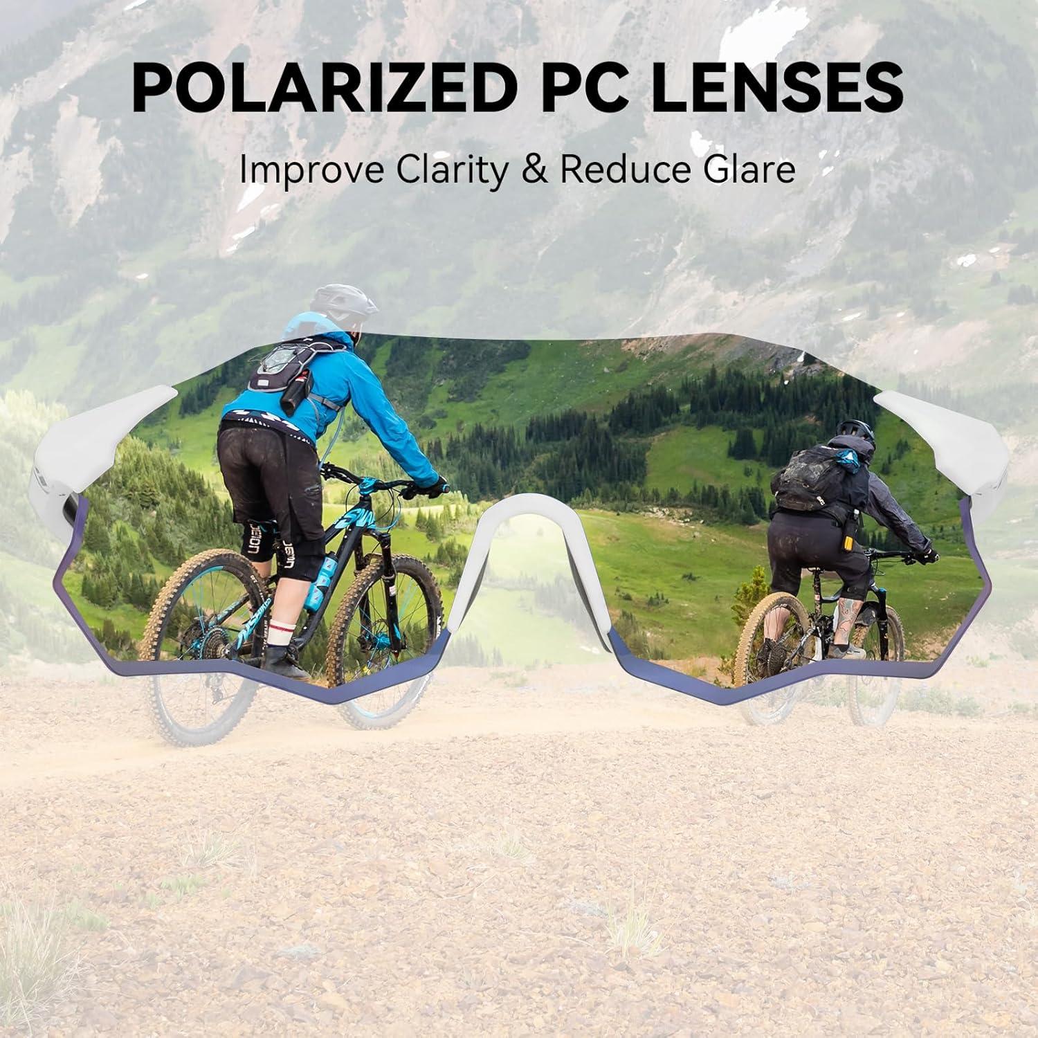 imageROCKBROS Cycling Glasses Outdoor Frameless Polarized Sports Running Windproof Glasses Bicycle Equipment Men and WomenBright WhitePurple