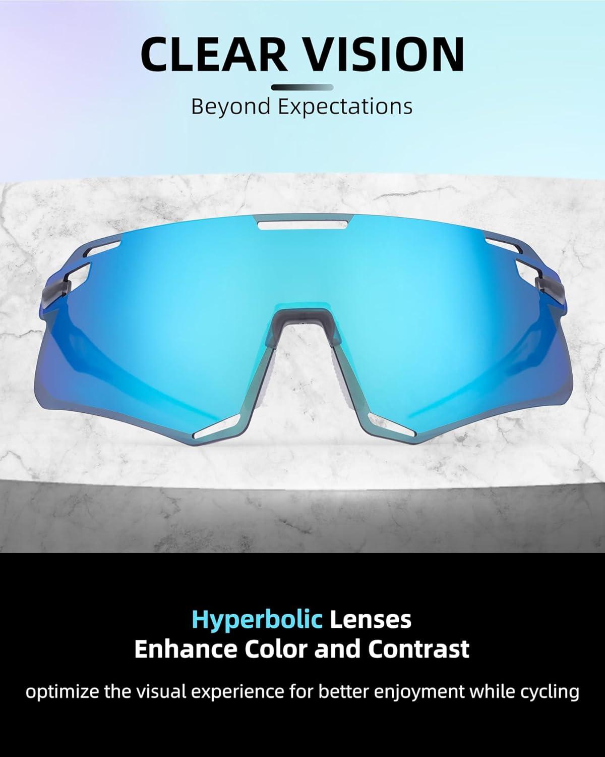 imageROCKBROS Cycling Glasses for Men UV Protection Bike Sunglasses for Sports Running MTBBlue