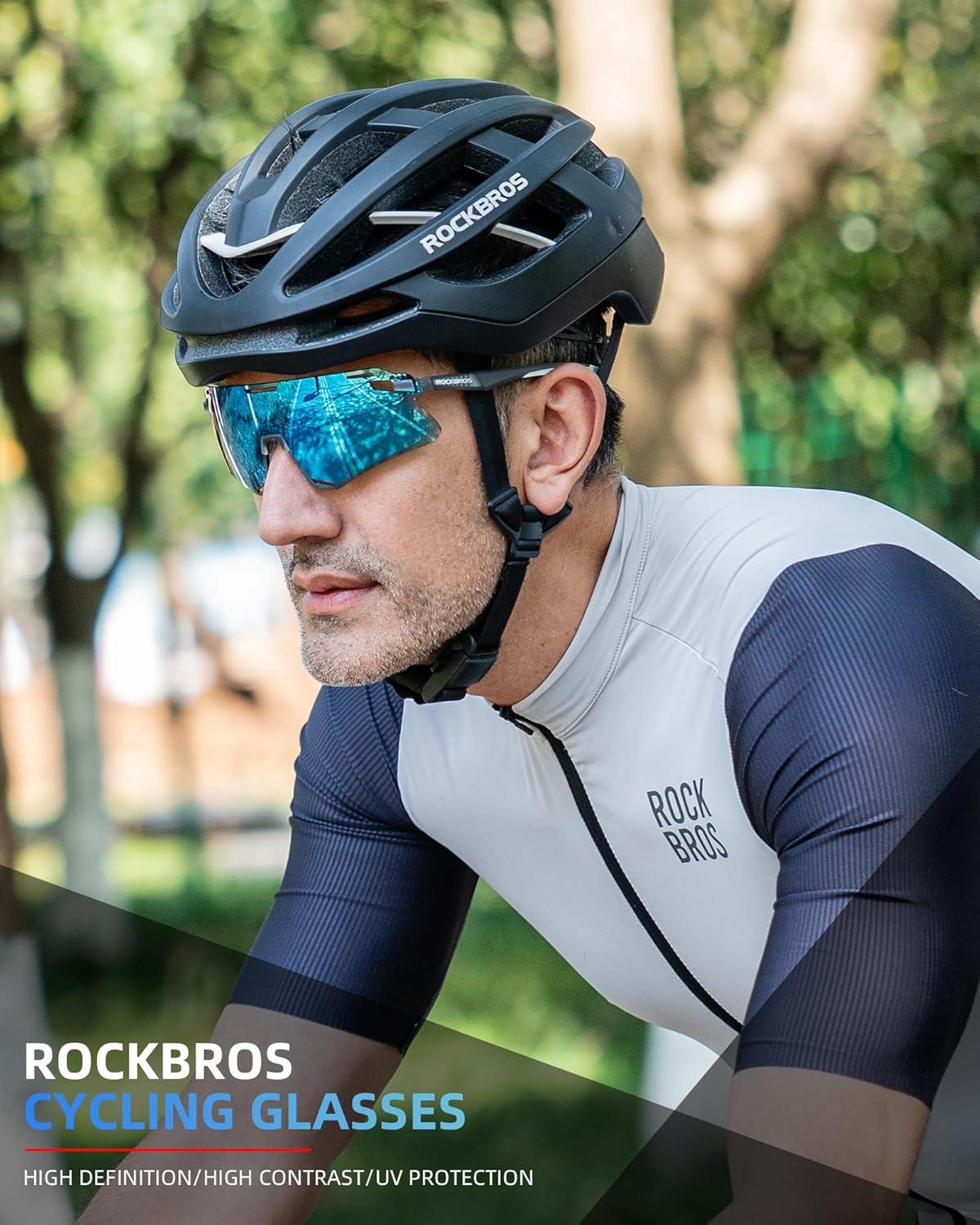 imageROCKBROS Cycling Glasses for Men UV Protection Bike Sunglasses for Sports Running MTBBlue
