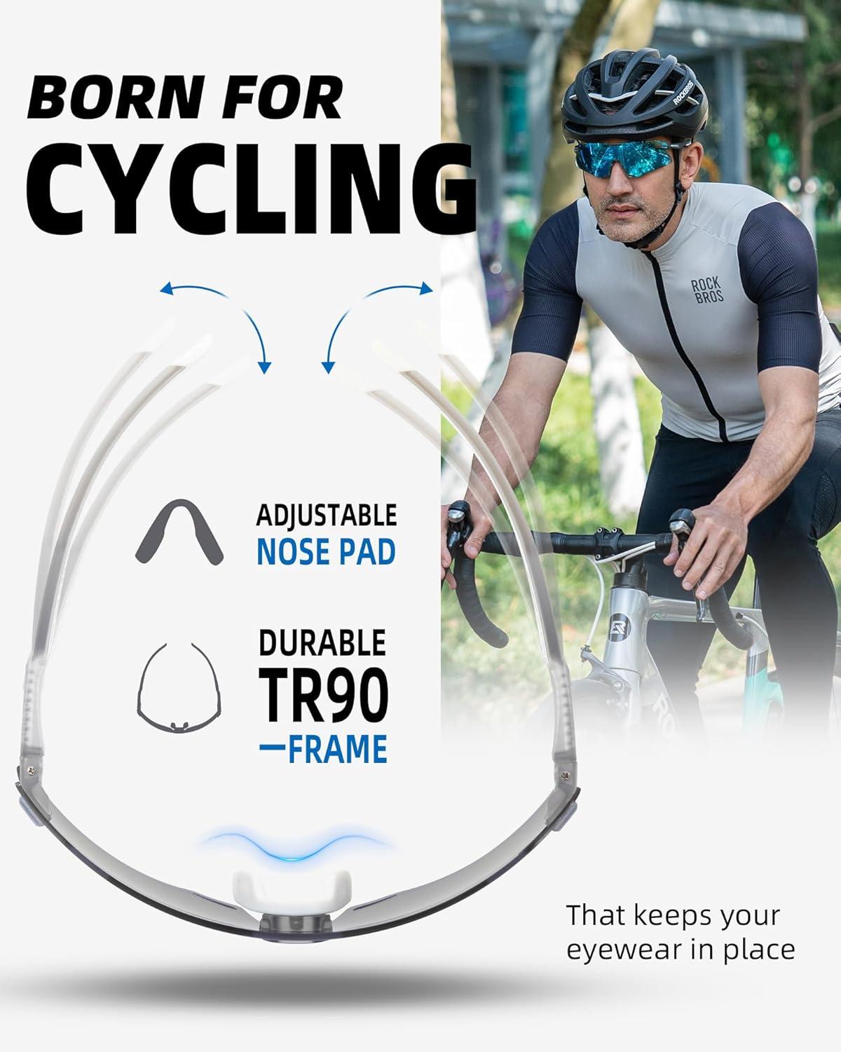 imageROCKBROS Cycling Glasses for Men UV Protection Bike Sunglasses for Sports Running MTBBlue