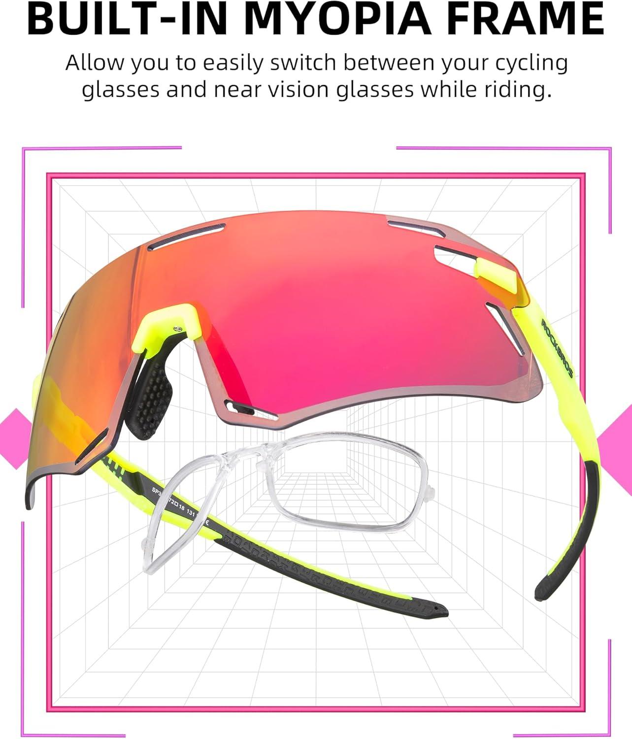imageROCKBROS Cycling Glasses for Men UV Protection Bike Sunglasses for Sports Running MTBRed