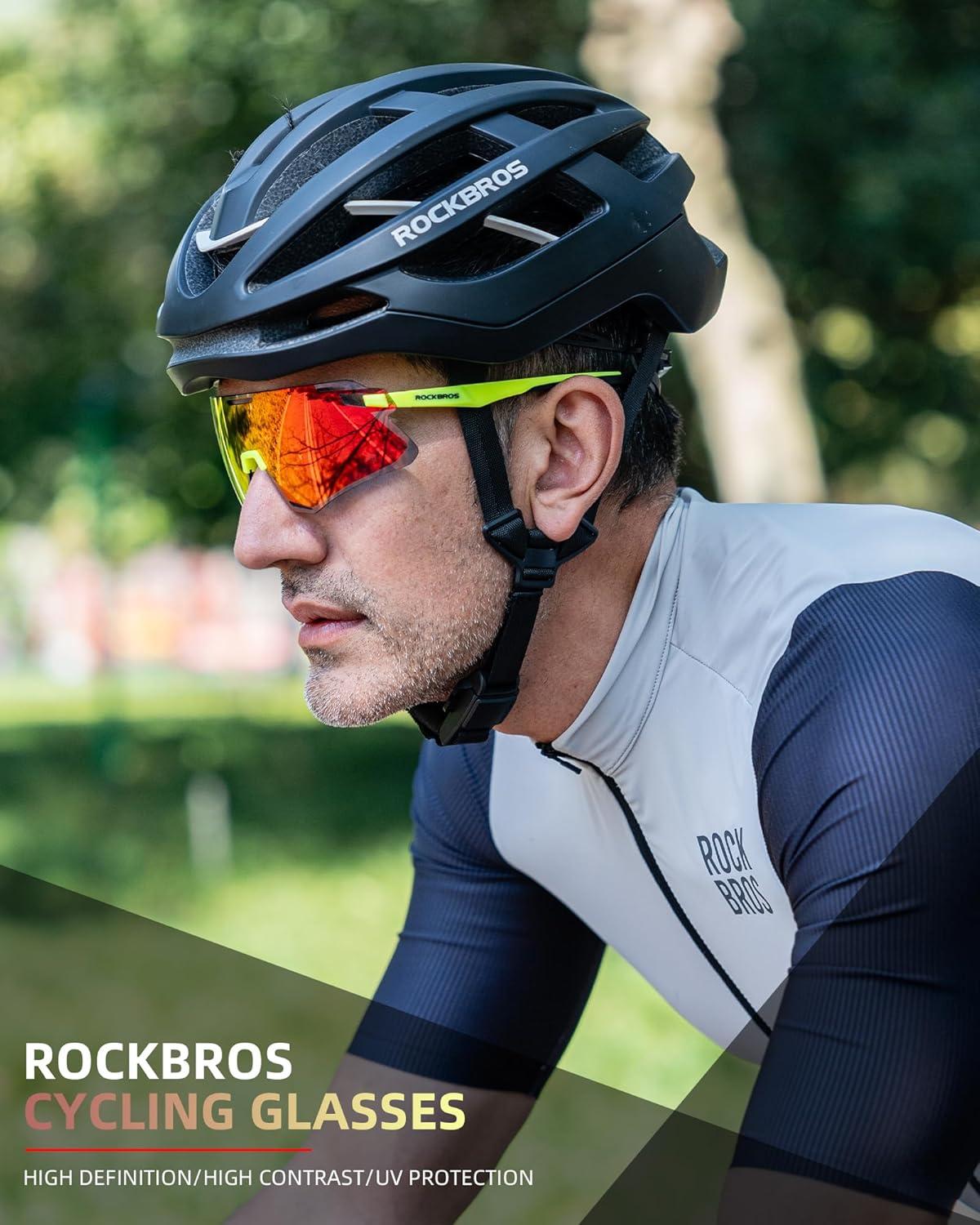 imageROCKBROS Cycling Glasses for Men UV Protection Bike Sunglasses for Sports Running MTBRed
