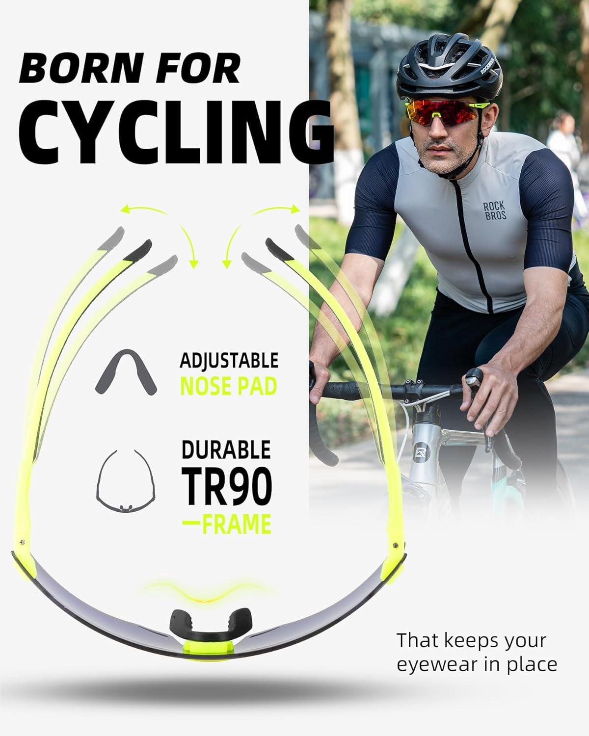 imageROCKBROS Cycling Glasses for Men UV Protection Bike Sunglasses for Sports Running MTBRed