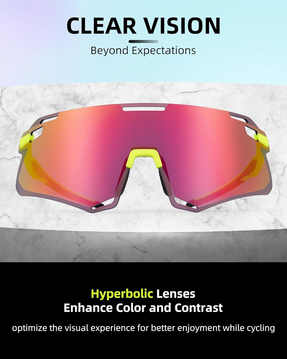 imageROCKBROS Cycling Glasses for Men UV Protection Bike Sunglasses for Sports Running MTBRed