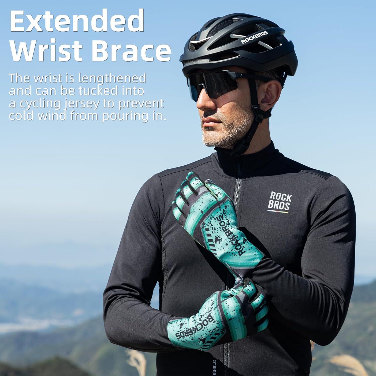 imageROCKBROS Cycling Gloves for Men Women Thermal Bike Gloves Windproof AntiSlip Full Finger Mountain Bike GlovesMedium