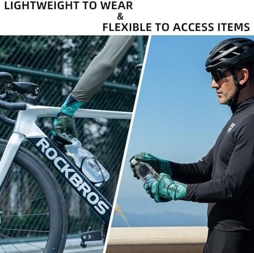 imageROCKBROS Cycling Gloves for Men Women Thermal Bike Gloves Windproof AntiSlip Full Finger Mountain Bike GlovesSmall