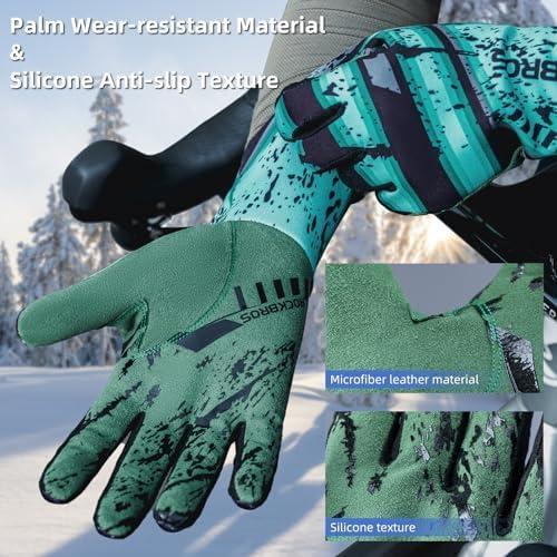 imageROCKBROS Cycling Gloves for Men Women Thermal Bike Gloves Windproof AntiSlip Full Finger Mountain Bike GlovesSmall