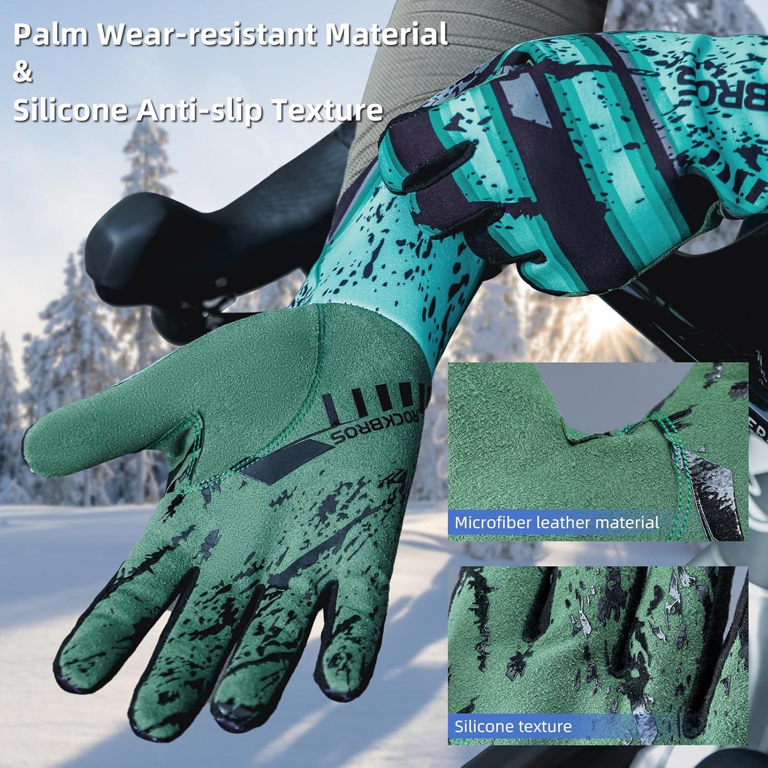imageROCKBROS Cycling Gloves for Men Women Thermal Bike Gloves Windproof AntiSlip Full Finger Mountain Bike GlovesXLarge
