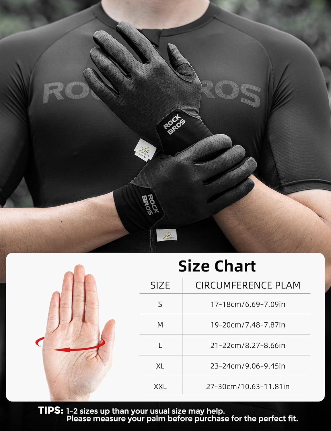 imageROCKBROS Cycling Gloves for Men Women XRD Shock Absorbing Bicycle Riding AntiSlip Breathable Full Finger UVSunProtection Gloves for RoadMountain amp Electric BikeEBike CommuterBlack