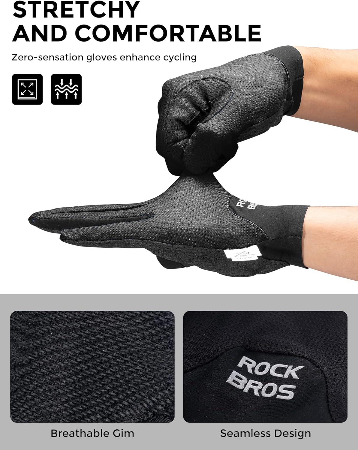 imageROCKBROS Cycling Gloves for Men Women XRD Shock Absorbing Bicycle Riding AntiSlip Breathable Full Finger UVSunProtection Gloves for RoadMountain amp Electric BikeEBike CommuterBlack
