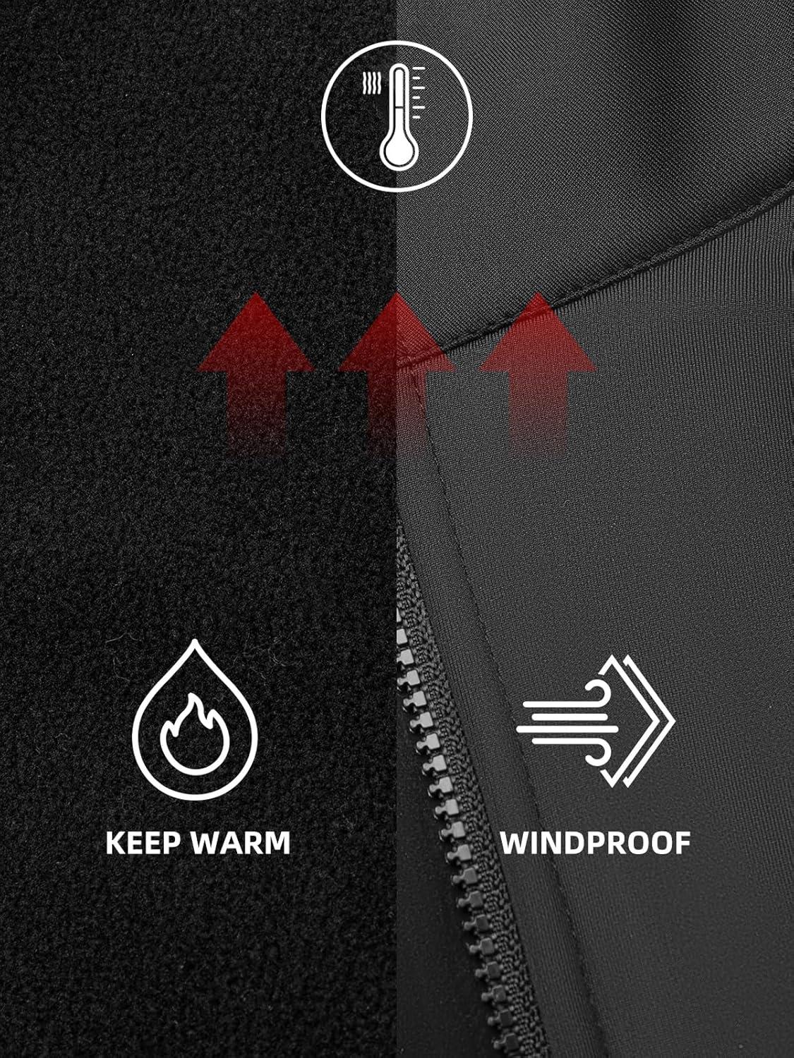 imageROCKBROS Cycling Jacket for Men Winter Thermal Windproof Running Jacket Softshell Jacket Men Road Mountain Bike