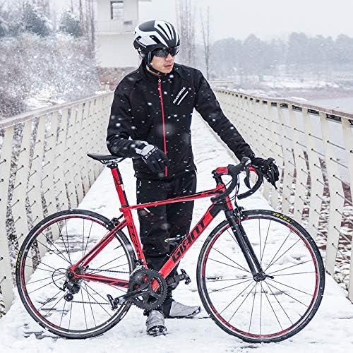imageROCKBROS Cycling Jackets for Men Winter Bike Jackets Thermal Windproof Jacket for Men Cold Weather Cycling Running HikingBlack