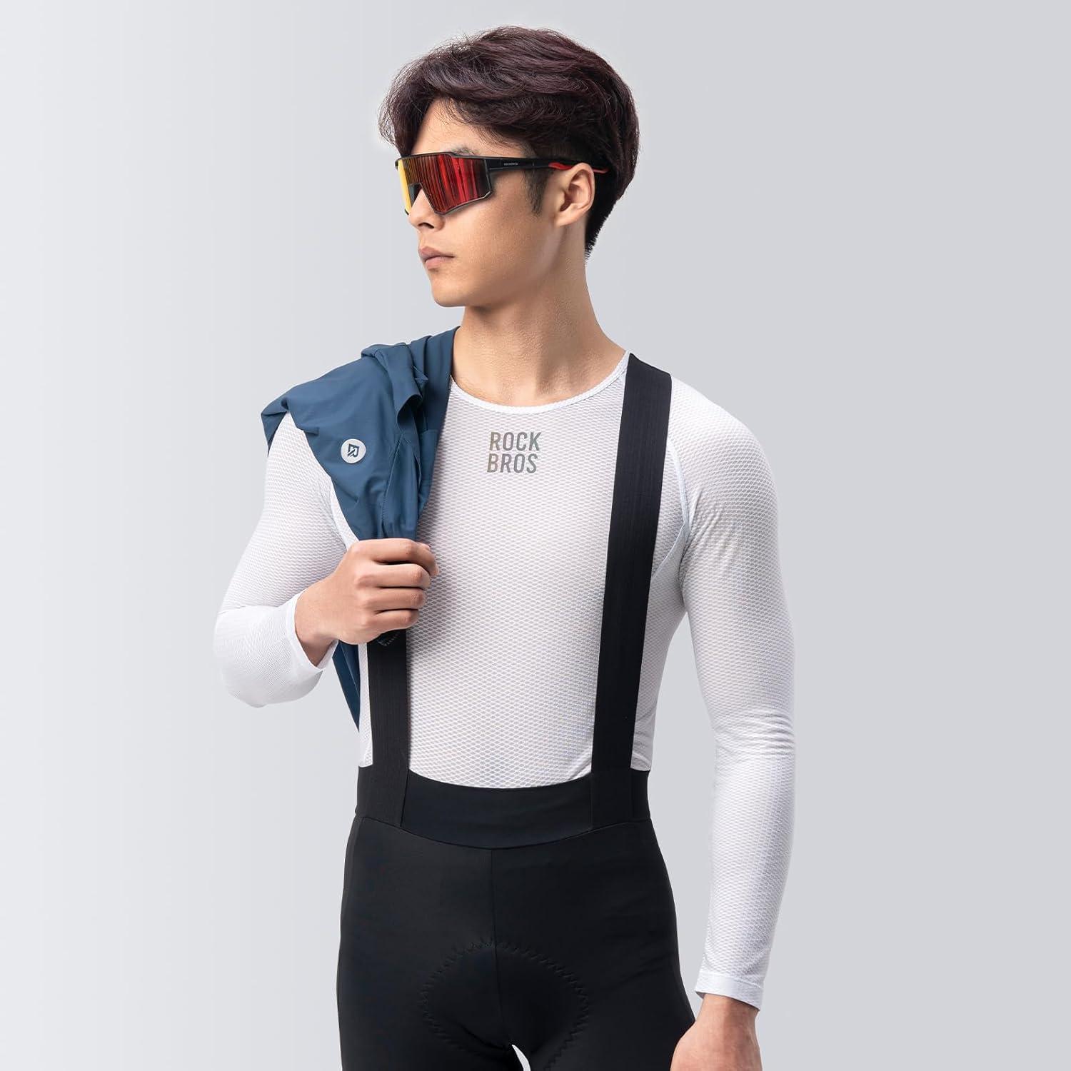 imageROCKBROS Cycling Jersey Long Sleeve Bike Jersey for Men Quick Dry Seamless Bike Shirt Underlayer Bicycle Clothing