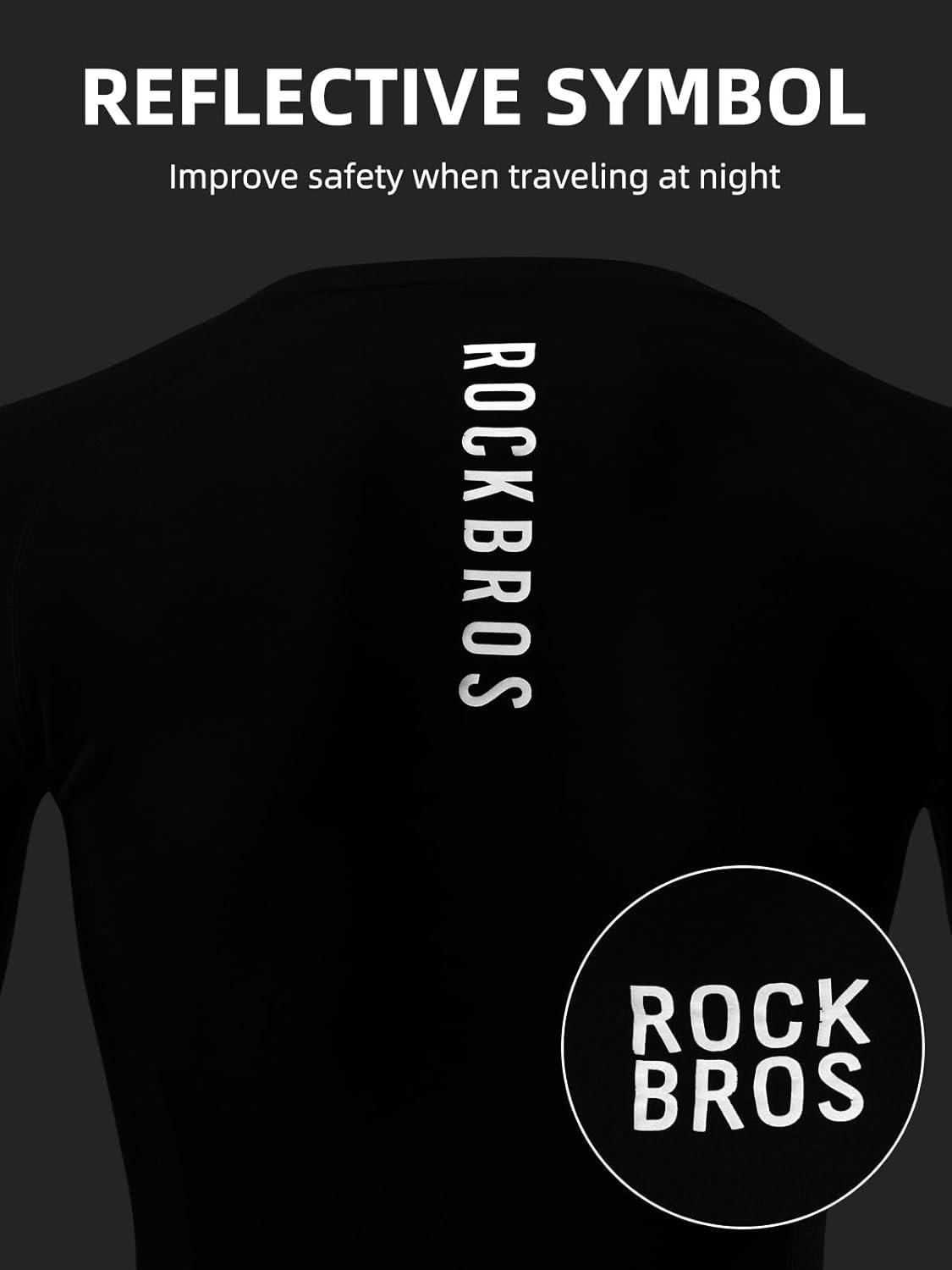 imageROCKBROS Cycling Jersey Thermal Cycling Base Layer Long Sleeve Compression Shirts Crew Neck Quick Dry Tops for Workout