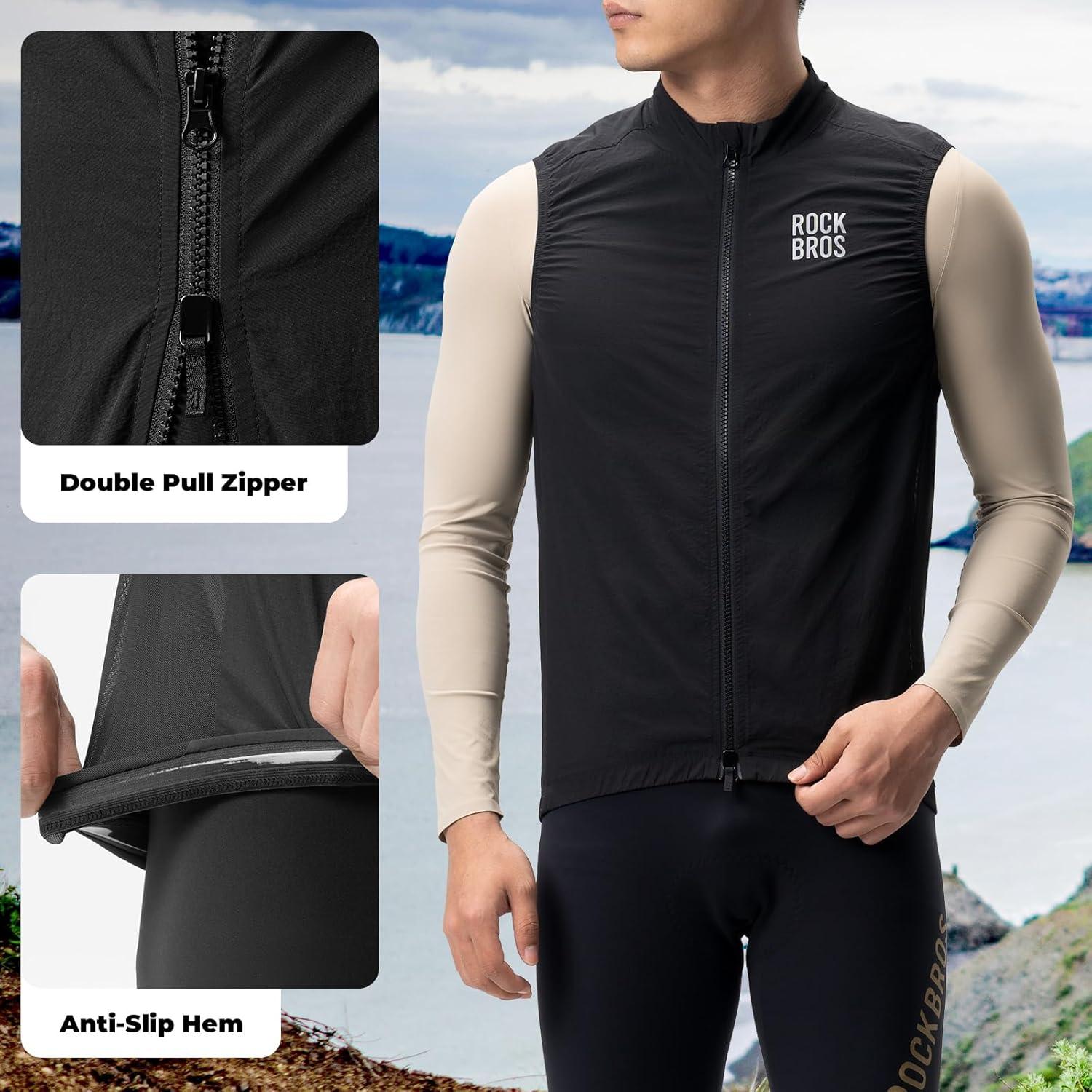 imageROCKBROS Cycling Vest Jcaket Running Hiking Vest for Men and Women cycling gilet WindproofBreathable
