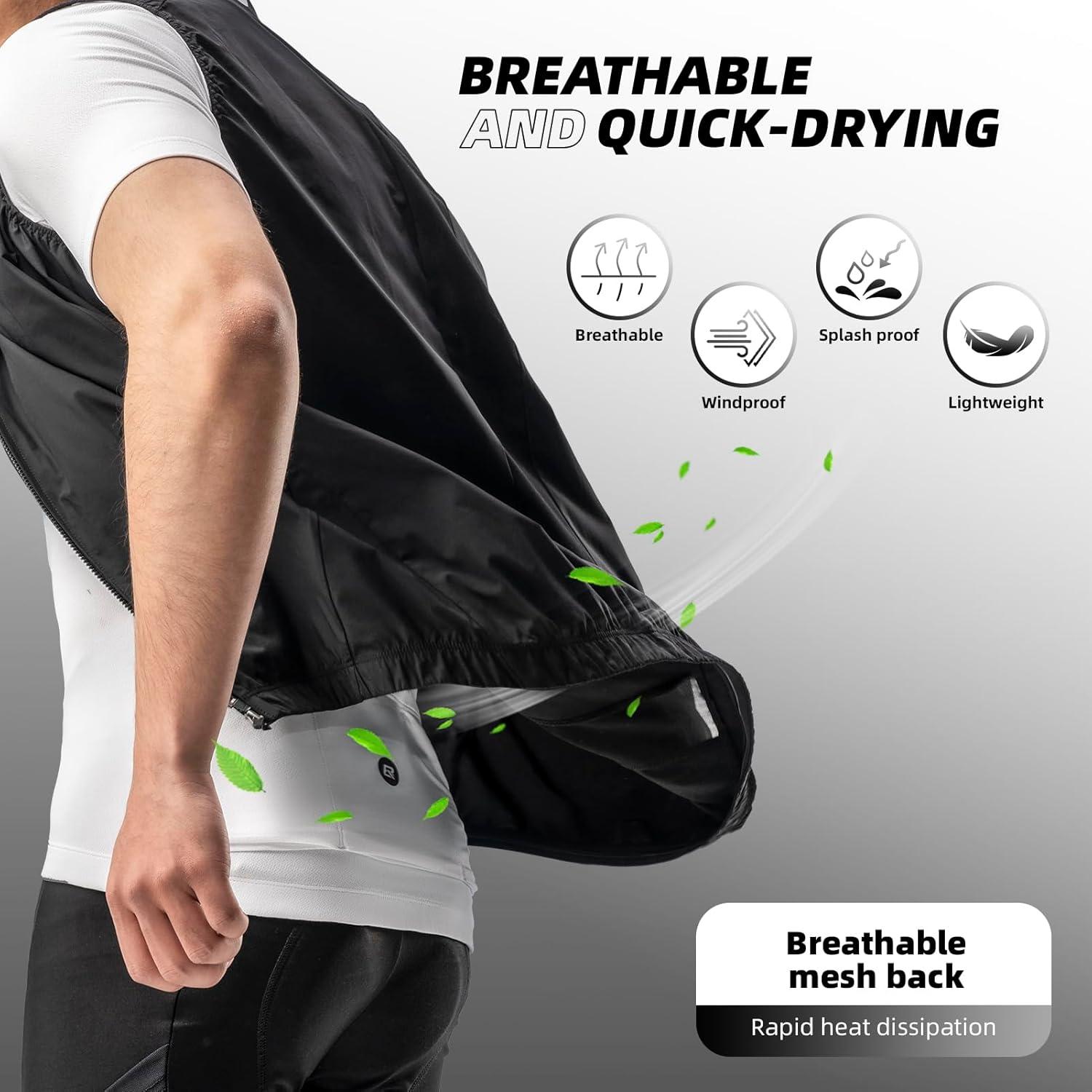 imageROCKBROS Cycling Vest Windproof Breathable Bike Vest Men Sleeveless Lightweight Windbreaker with Pockets