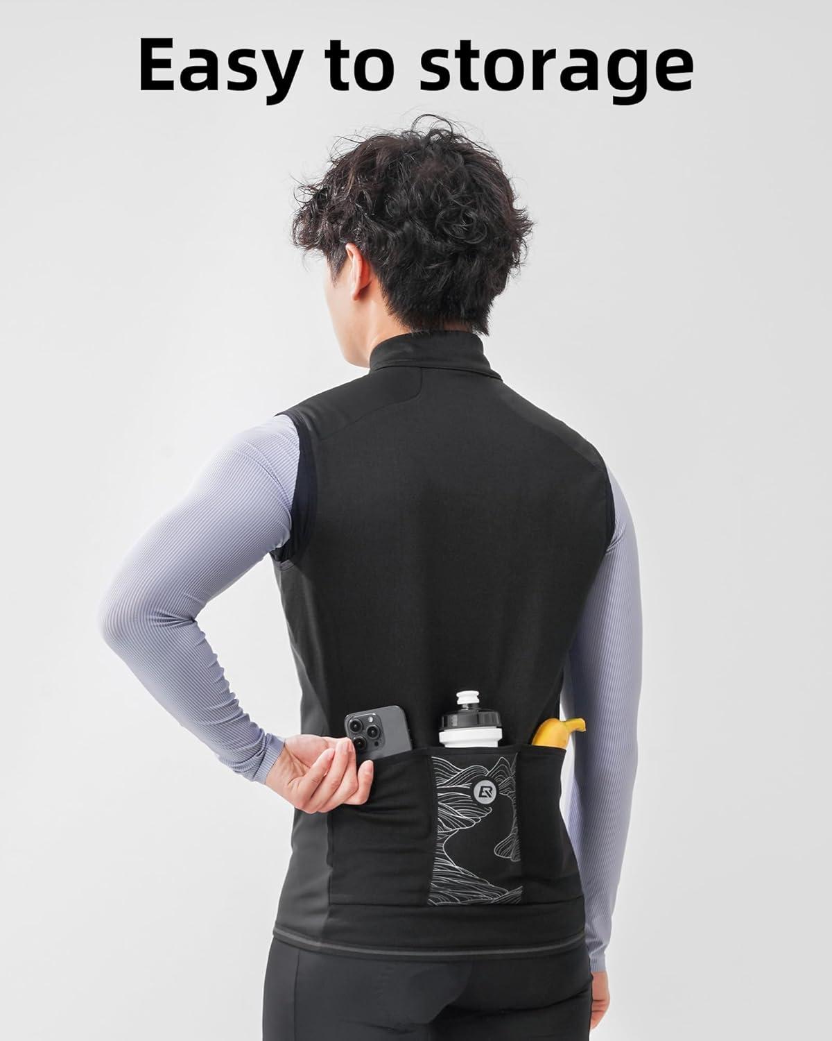 imageROCKBROS Cycling Vest for Men Women Windproof Sleeveless Thermal Bike Vest Lightweight Shell Stretch Jacket for Running