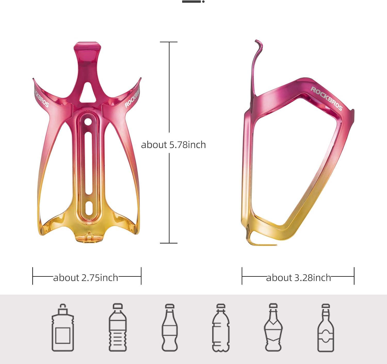 imageROCKBROS Durable Aluminum Water Bottle Holder Bike Bottle Holder with Electroplating amp Integrated Molding Lightweight for Bicycle MTB RoadMountain Bikesredgold2