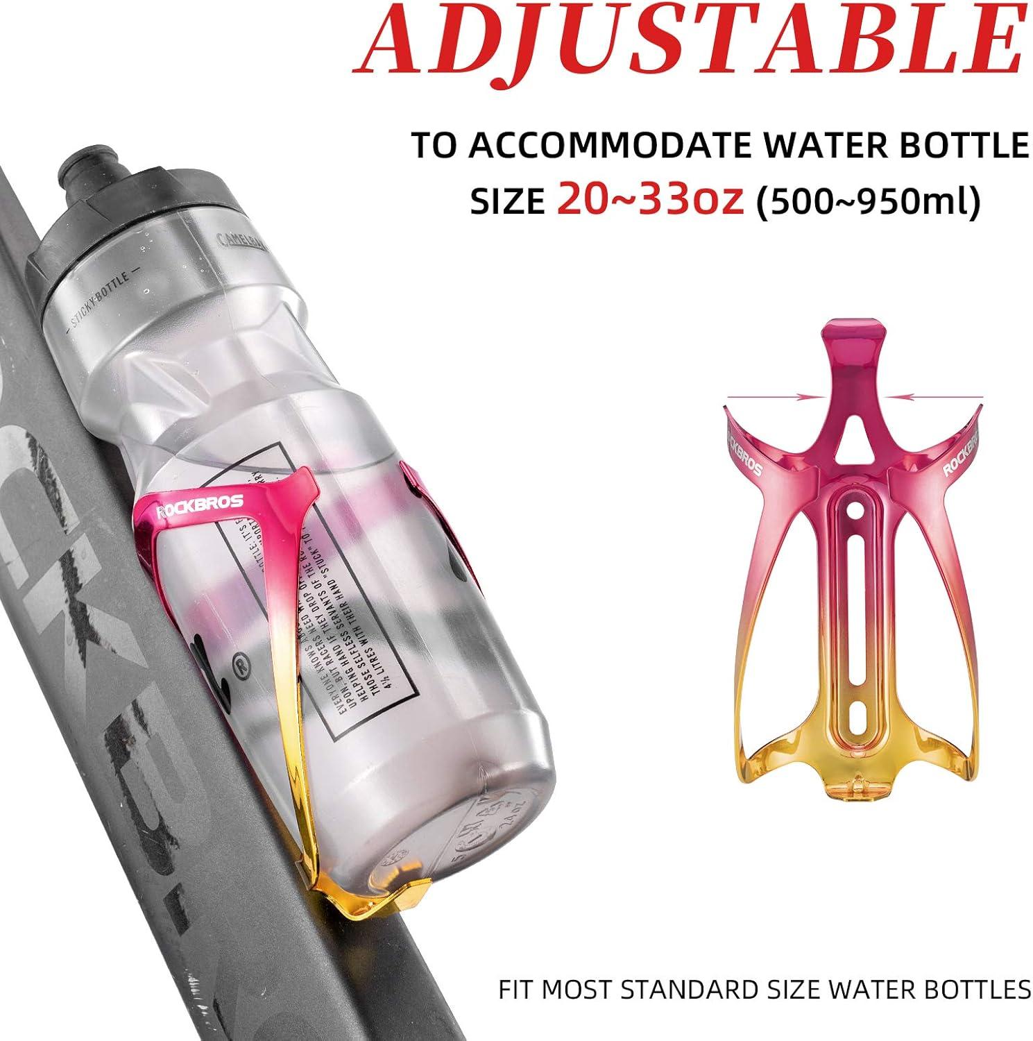 imageROCKBROS Durable Aluminum Water Bottle Holder Bike Bottle Holder with Electroplating amp Integrated Molding Lightweight for Bicycle MTB RoadMountain Bikesredgold2