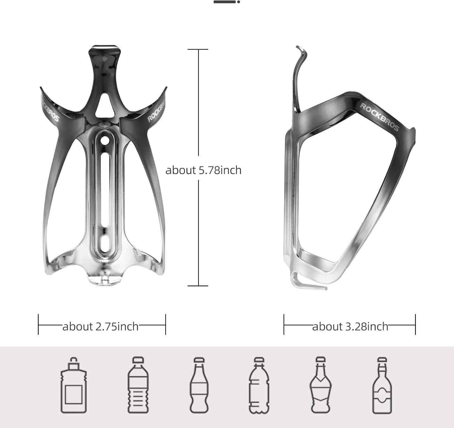 imageROCKBROS Durable Aluminum Water Bottle Holder Bike Bottle Holder with Electroplating amp Integrated Molding Lightweight for Bicycle MTB RoadMountain Bikesblacksilver