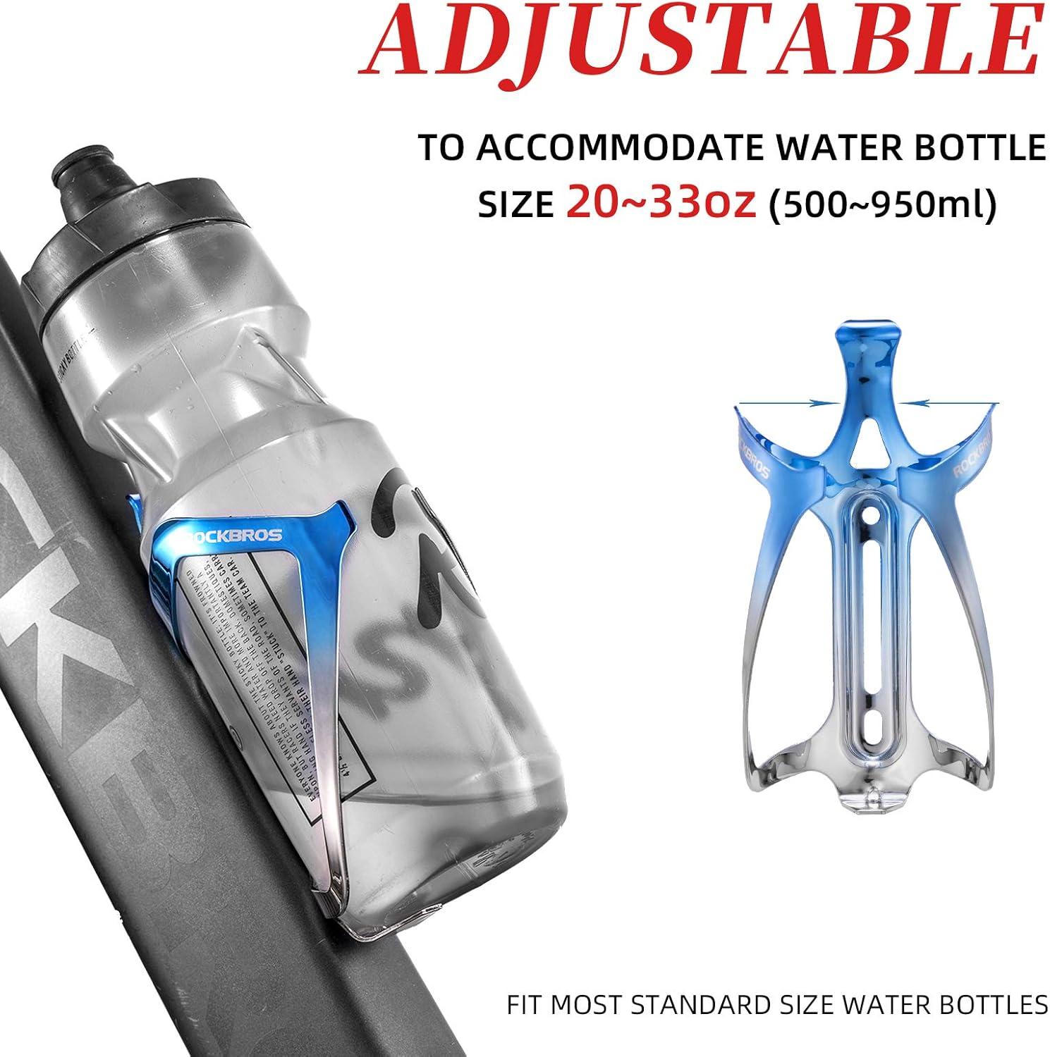 imageROCKBROS Durable Aluminum Water Bottle Holder Bike Bottle Holder with Electroplating amp Integrated Molding Lightweight for Bicycle MTB RoadMountain Bikesbluegrey