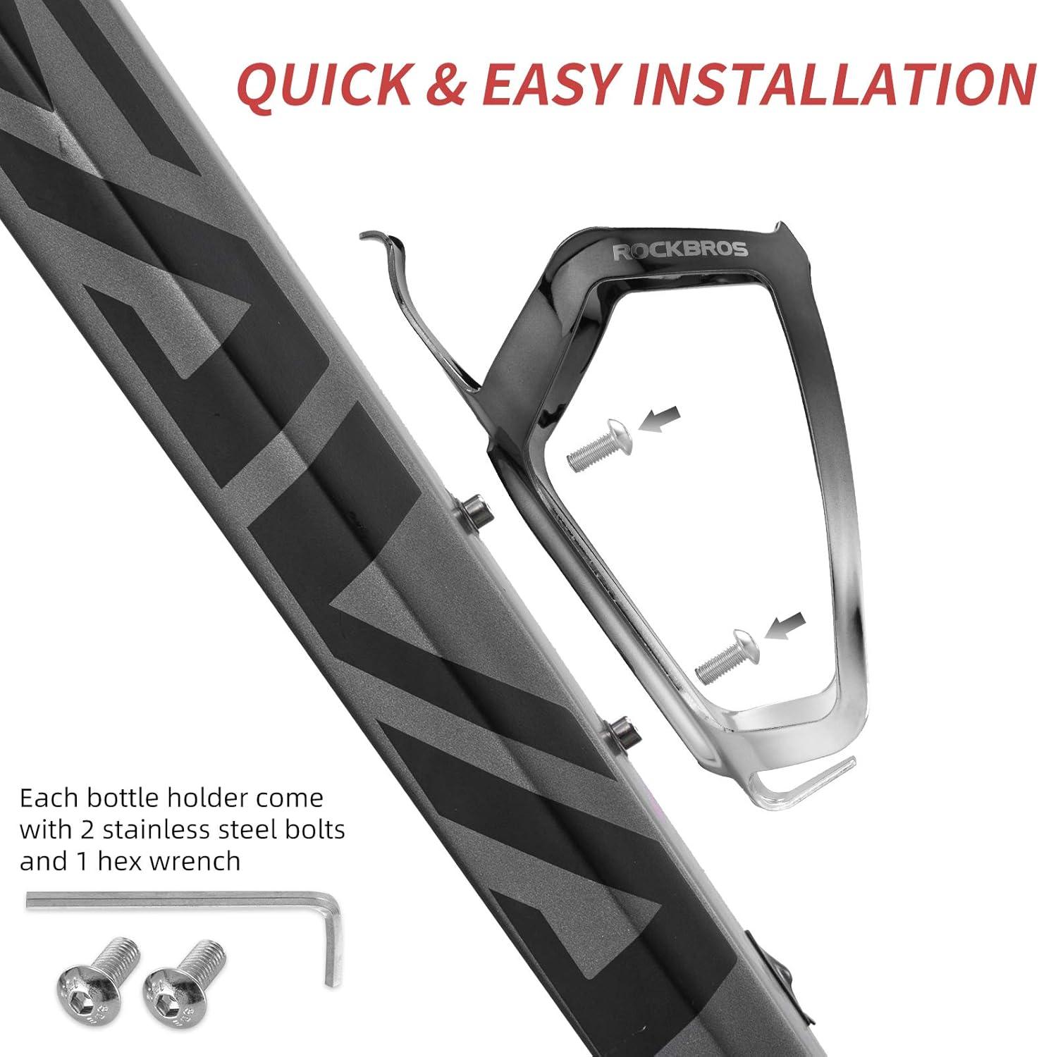 imageROCKBROS Durable Aluminum Water Bottle Holder Bike Bottle Holder with Electroplating amp Integrated Molding Lightweight for Bicycle MTB RoadMountain Bikesblacksilver2