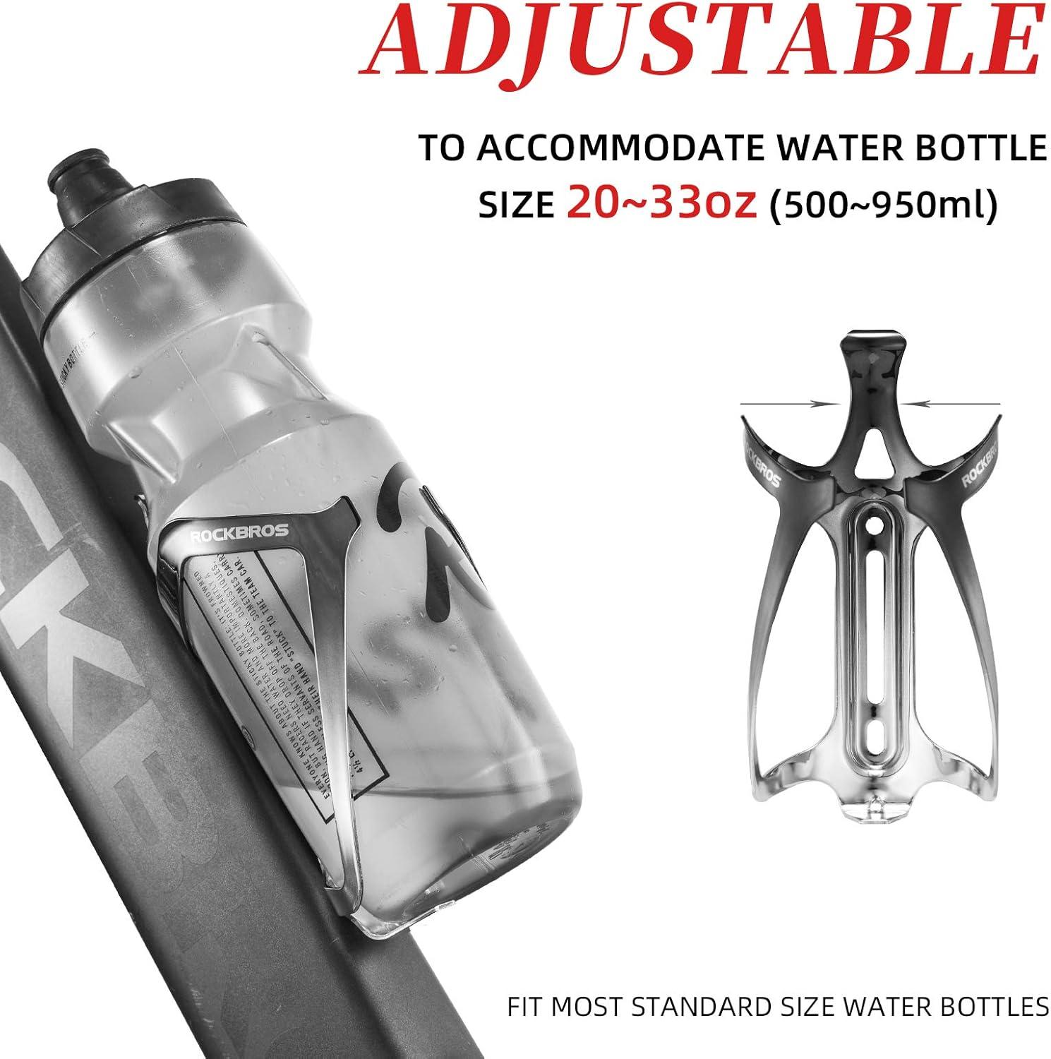 imageROCKBROS Durable Aluminum Water Bottle Holder Bike Bottle Holder with Electroplating amp Integrated Molding Lightweight for Bicycle MTB RoadMountain Bikesblacksilver2
