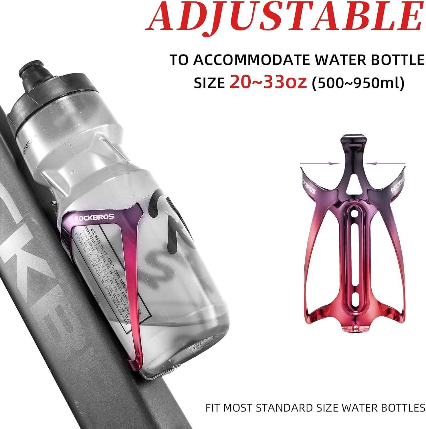imageROCKBROS Durable Aluminum Water Bottle Holder Bike Bottle Holder with Electroplating amp Integrated Molding Lightweight for Bicycle MTB RoadMountain Bikesblackred2