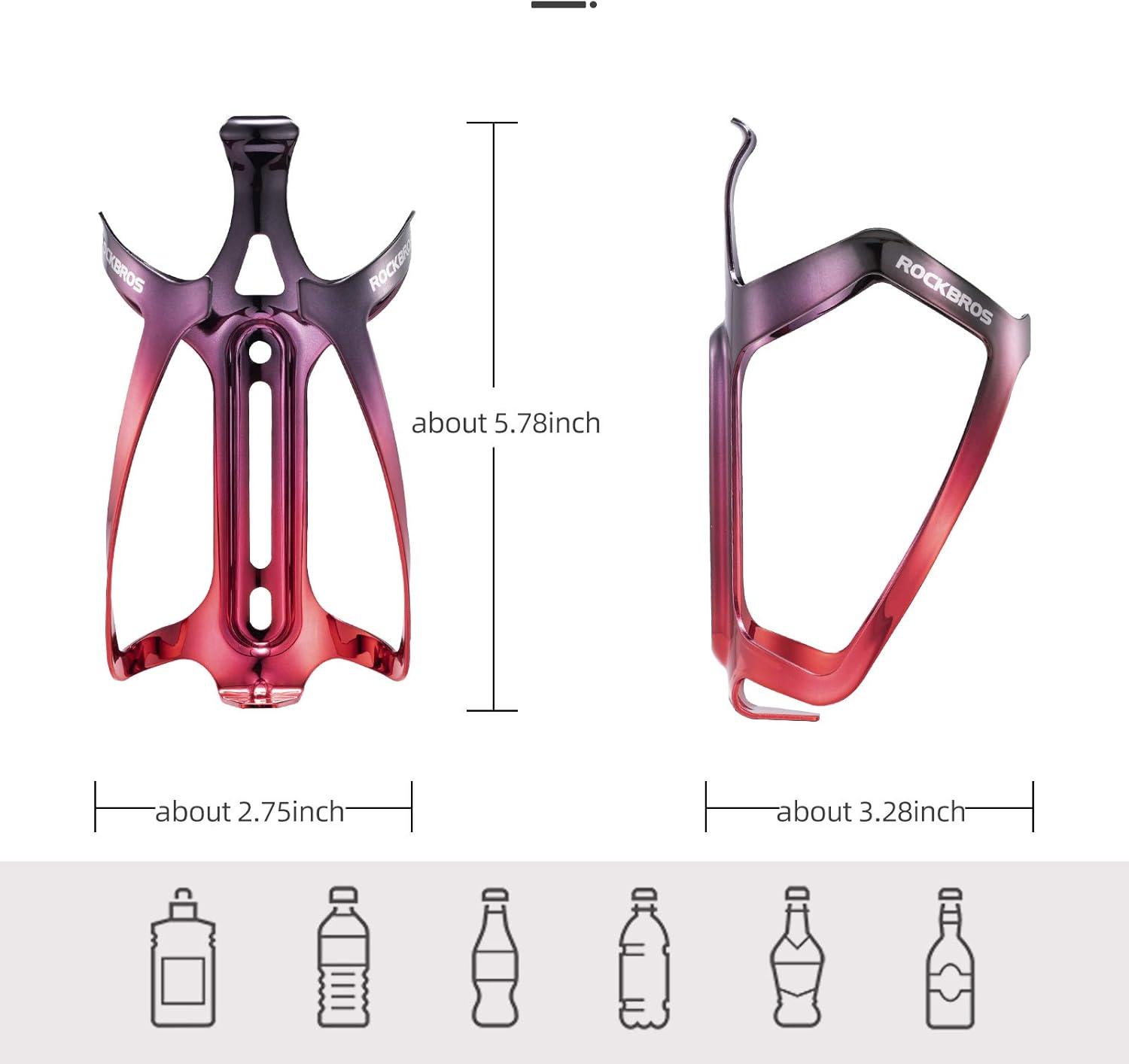 imageROCKBROS Durable Aluminum Water Bottle Holder Bike Bottle Holder with Electroplating amp Integrated Molding Lightweight for Bicycle MTB RoadMountain Bikesblackred
