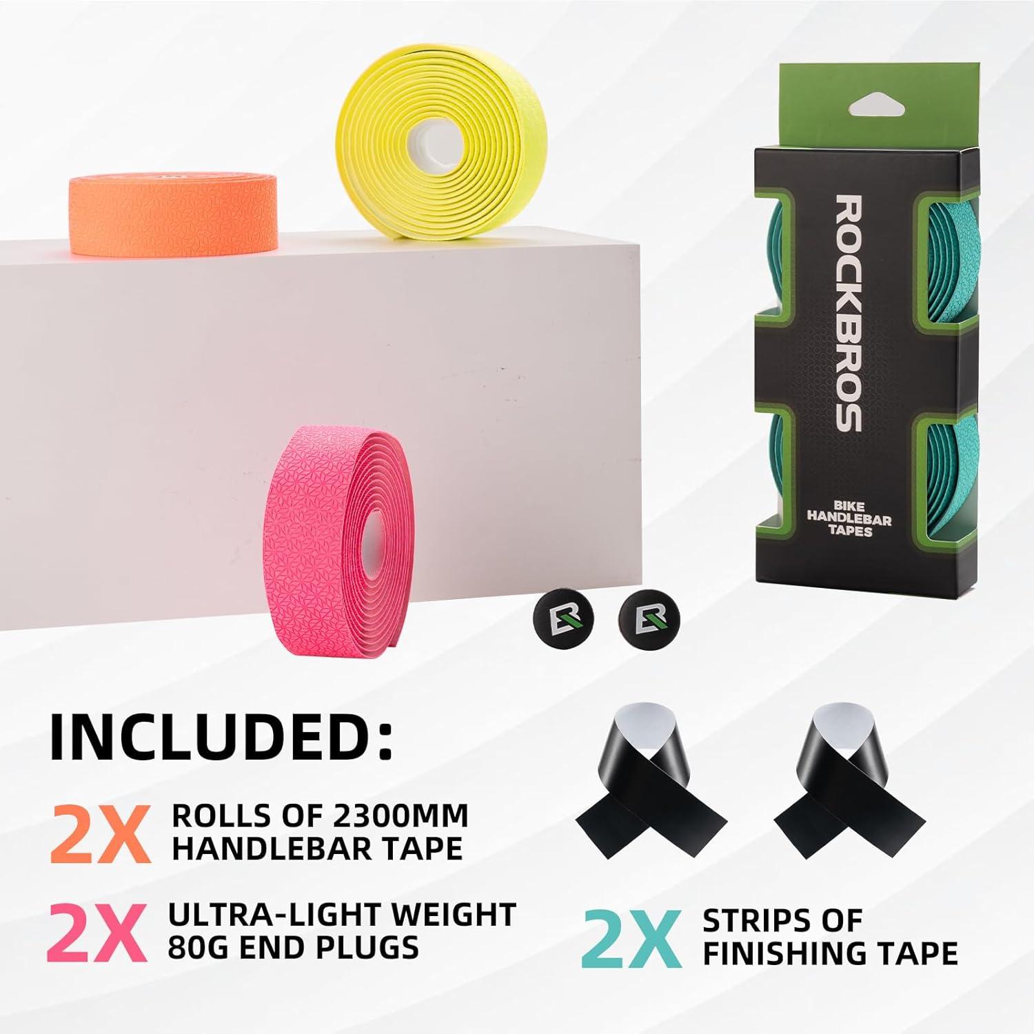 imageROCKBROS EVA Bike Handlebar Tape for Road Bike Comfort Bicycle Bar Tape NonSlip Durable Bike Bar Tape Grip 2 PcsPinkGreen