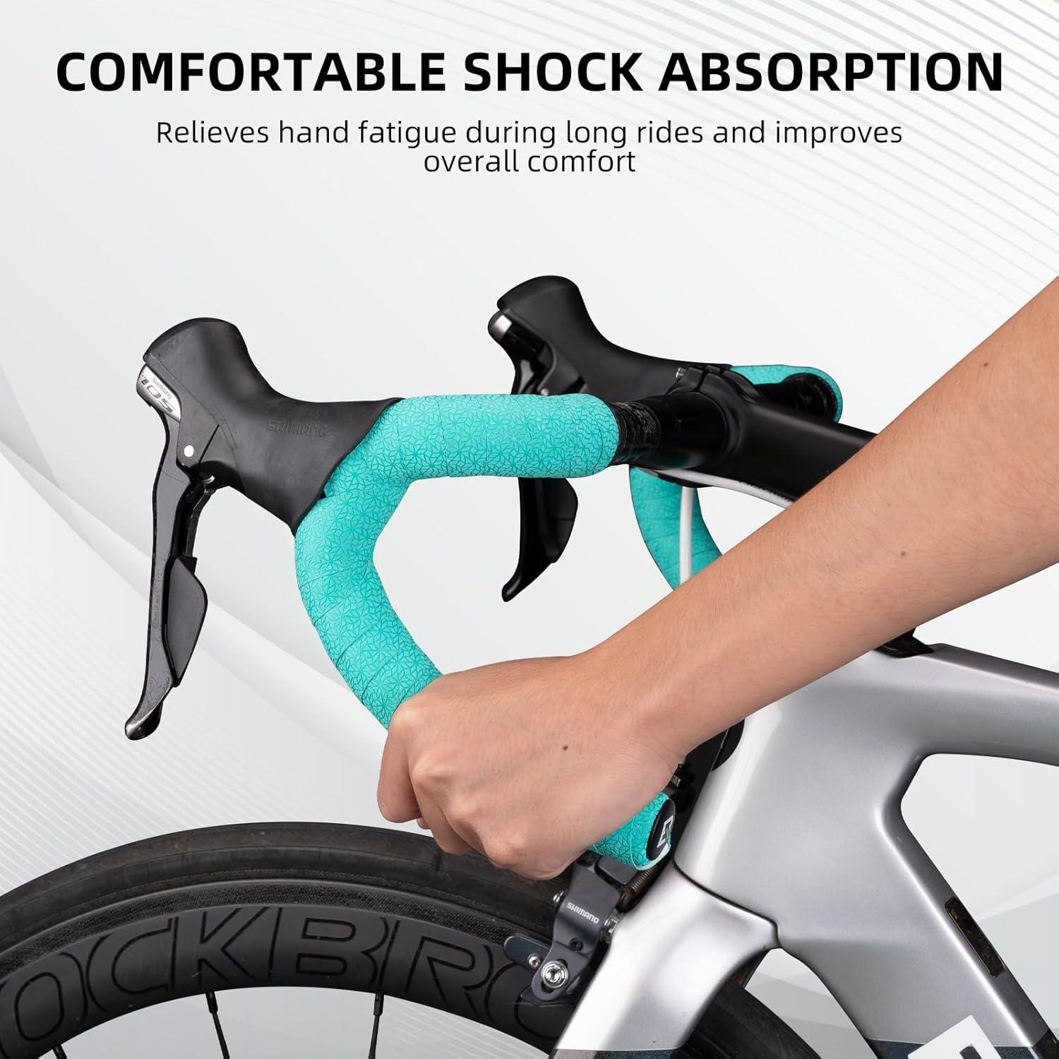 imageROCKBROS EVA Bike Handlebar Tape for Road Bike Comfort Bicycle Bar Tape NonSlip Durable Bike Bar Tape Grip 2 PcsPinkGreen
