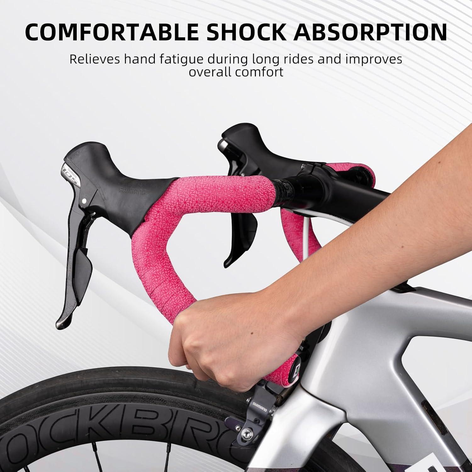 imageROCKBROS EVA Bike Handlebar Tape for Road Bike Comfort Bicycle Bar Tape NonSlip Durable Bike Bar Tape Grip 2 PcsPinkPink