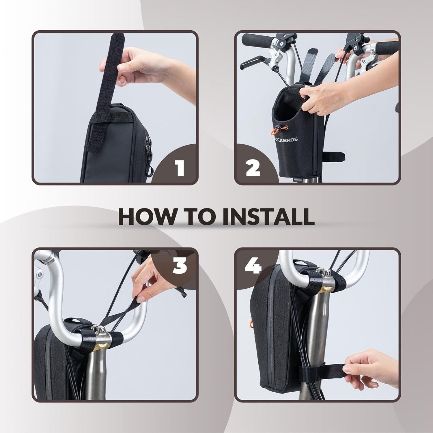 imageROCKBROS Electric Scooter Bag Bike Frame Bag Bicycle Water Bottle Bag 15L Large Capacity Quick Installation for Mountain Bikes EScooters and Folding BikesBlack