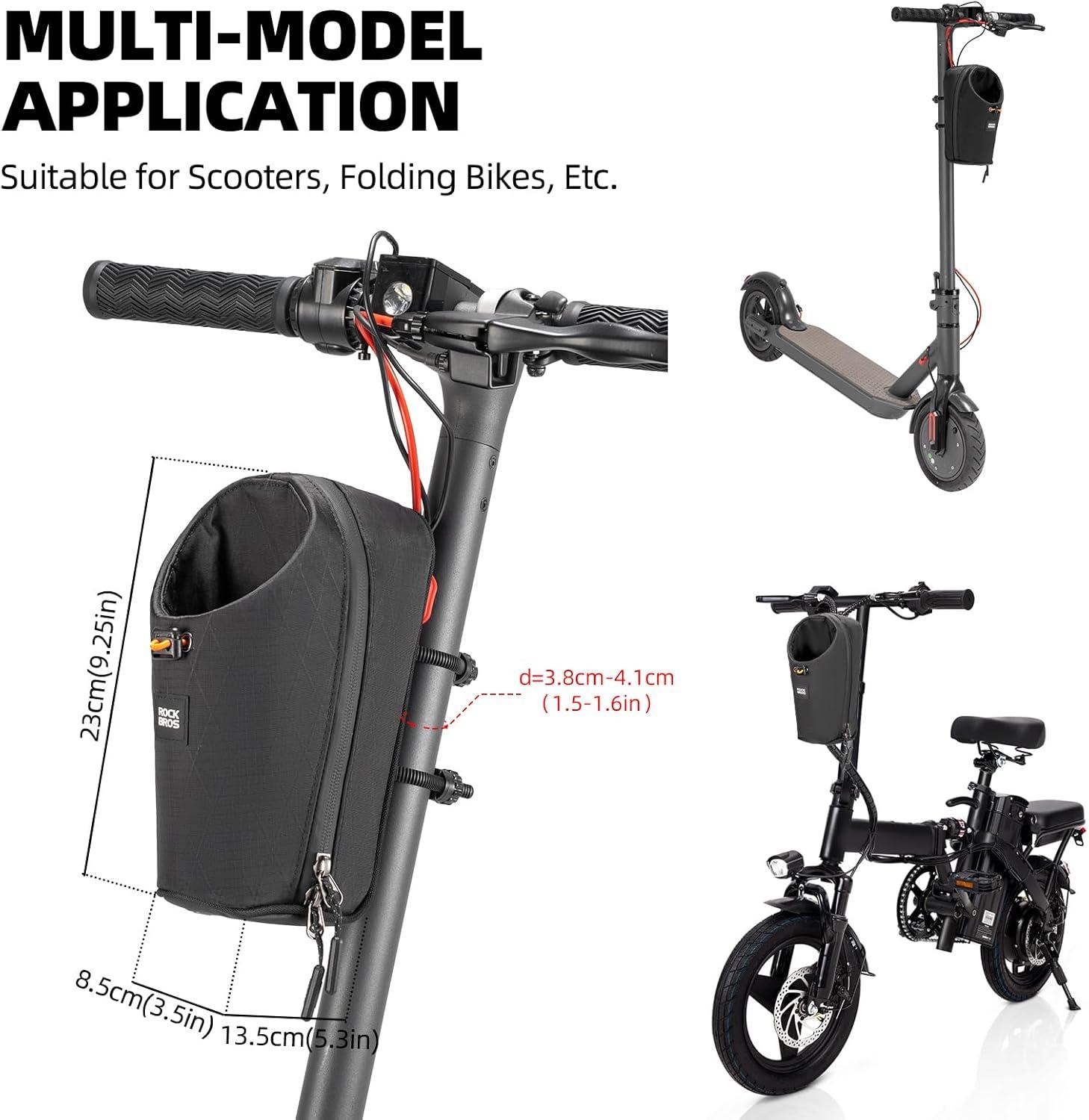 imageROCKBROS Electric Scooter Bag Bike Handlebar Bag with External Water Bottle Holder Proprietary Magnetic Snap 15L Storage Bag for Electric Scooters Ebike and Folding Bicycles BlackBlack