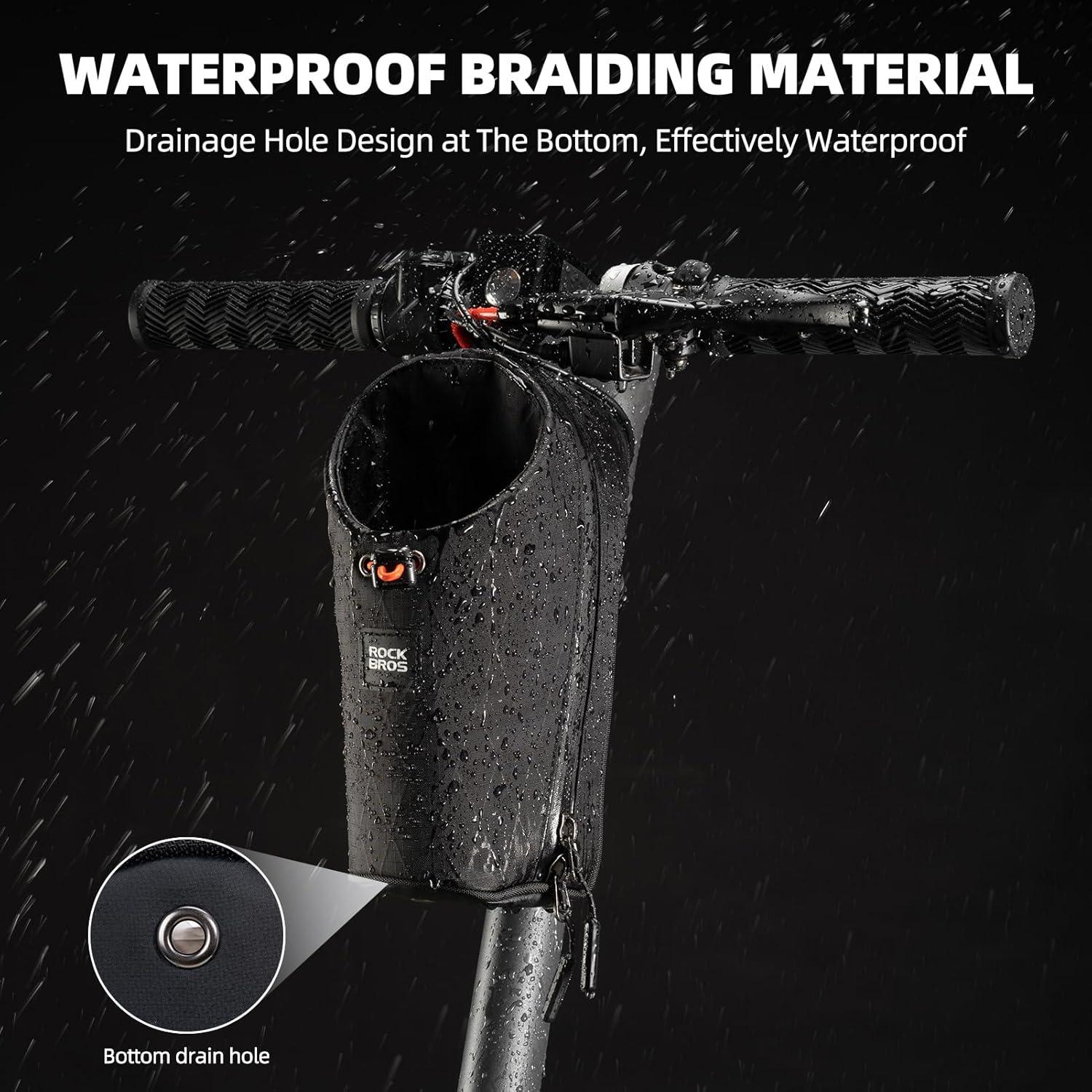 imageROCKBROS Electric Scooter Bag Bike Handlebar Bag with External Water Bottle Holder Proprietary Magnetic Snap 15L Storage Bag for Electric Scooters Ebike and Folding Bicycles BlackBlack