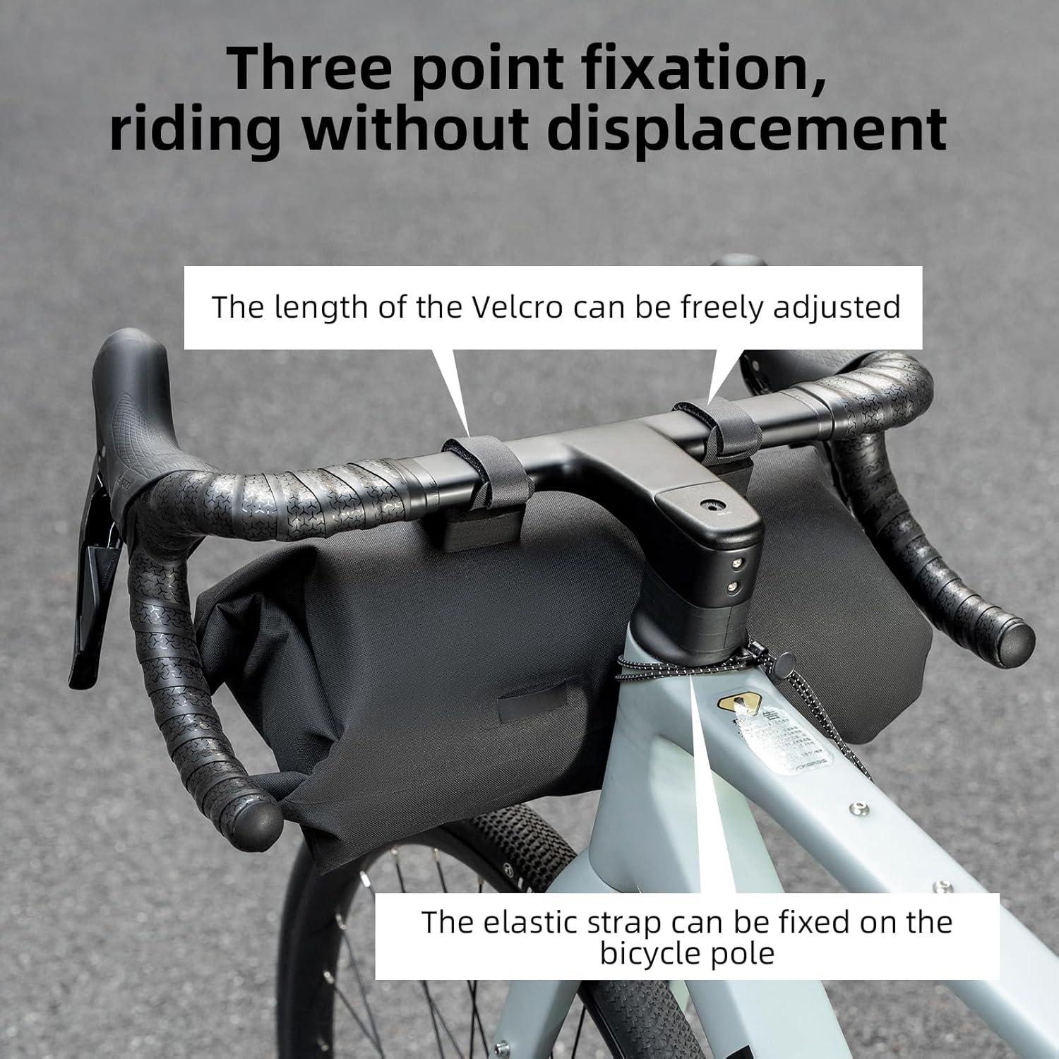 imageROCKBROS Handlebar Bag Waterproof with Adjustable Capacity Up to 8LFront Storage Pouch Bag with Waterproof Zipper AntiDisplacement DoubleSide Open Compatible for Road Mountain Bike Cycling Travel
