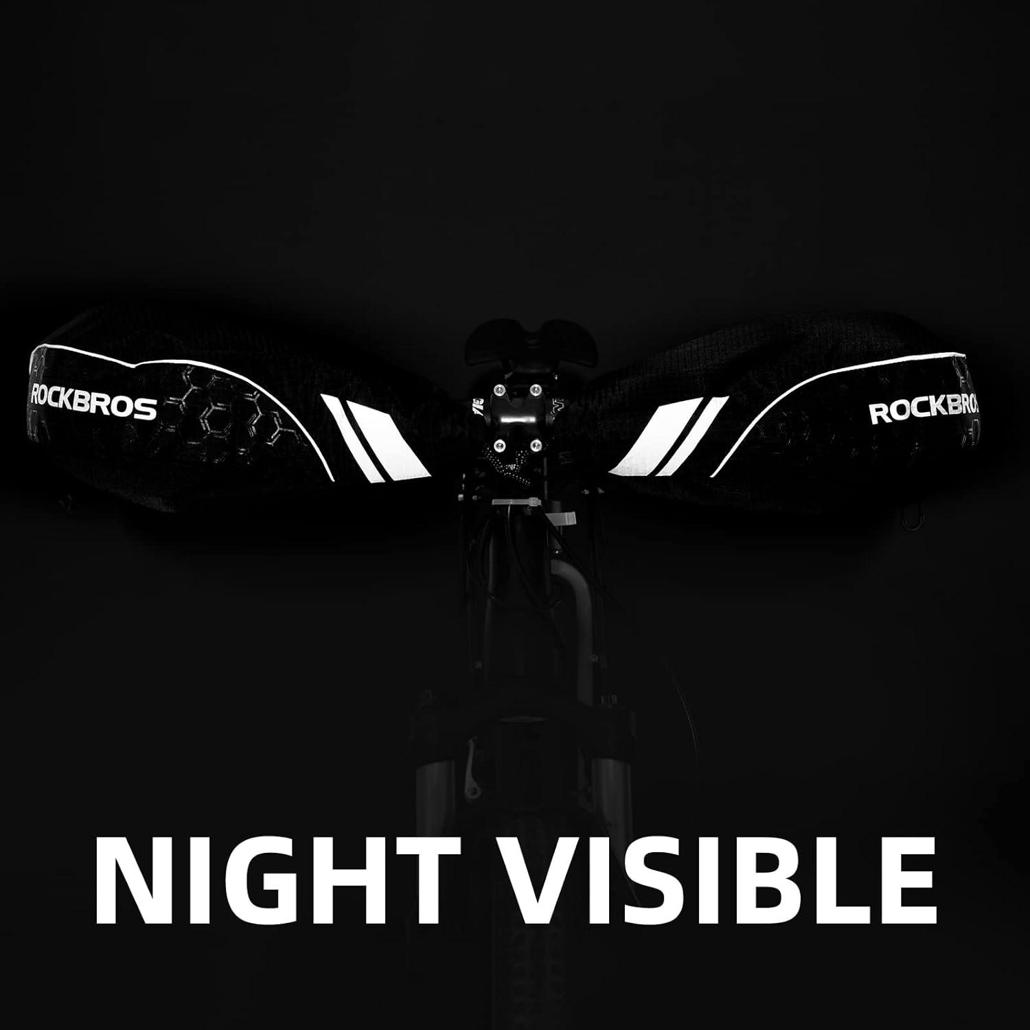 imageROCKBROS Handlebar Covers Mountain Bike Bicycle Handlebar Warmers Cold Weather Bike Pogies Windproof Thinsulate Thermal Winter Handlebar Gloves for Mountain Bikes ATV Snow Mobile Motorcycles