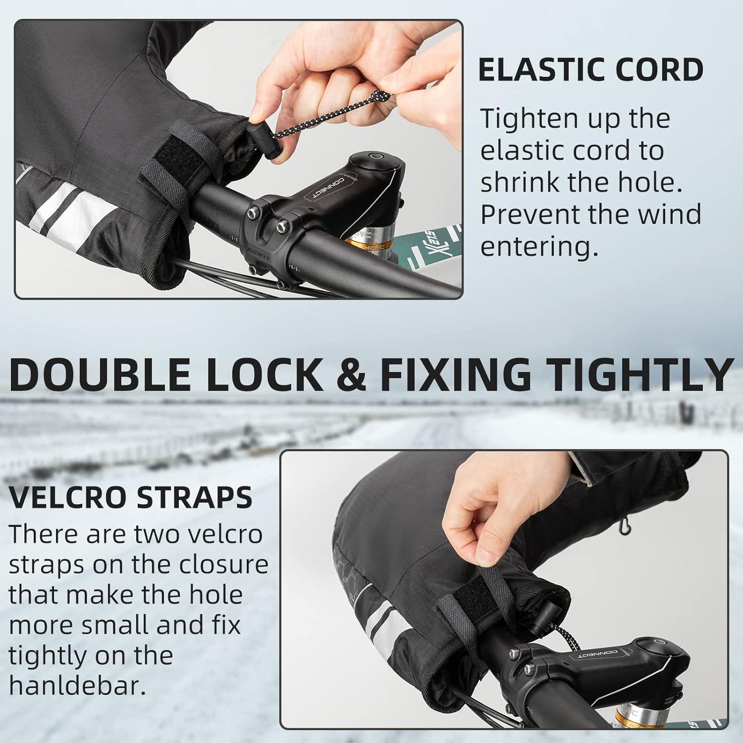 imageROCKBROS Handlebar Covers Mountain Bike Bicycle Handlebar Warmers Cold Weather Bike Pogies Windproof Thinsulate Thermal Winter Handlebar Gloves for Mountain Bikes ATV Snow Mobile Motorcycles