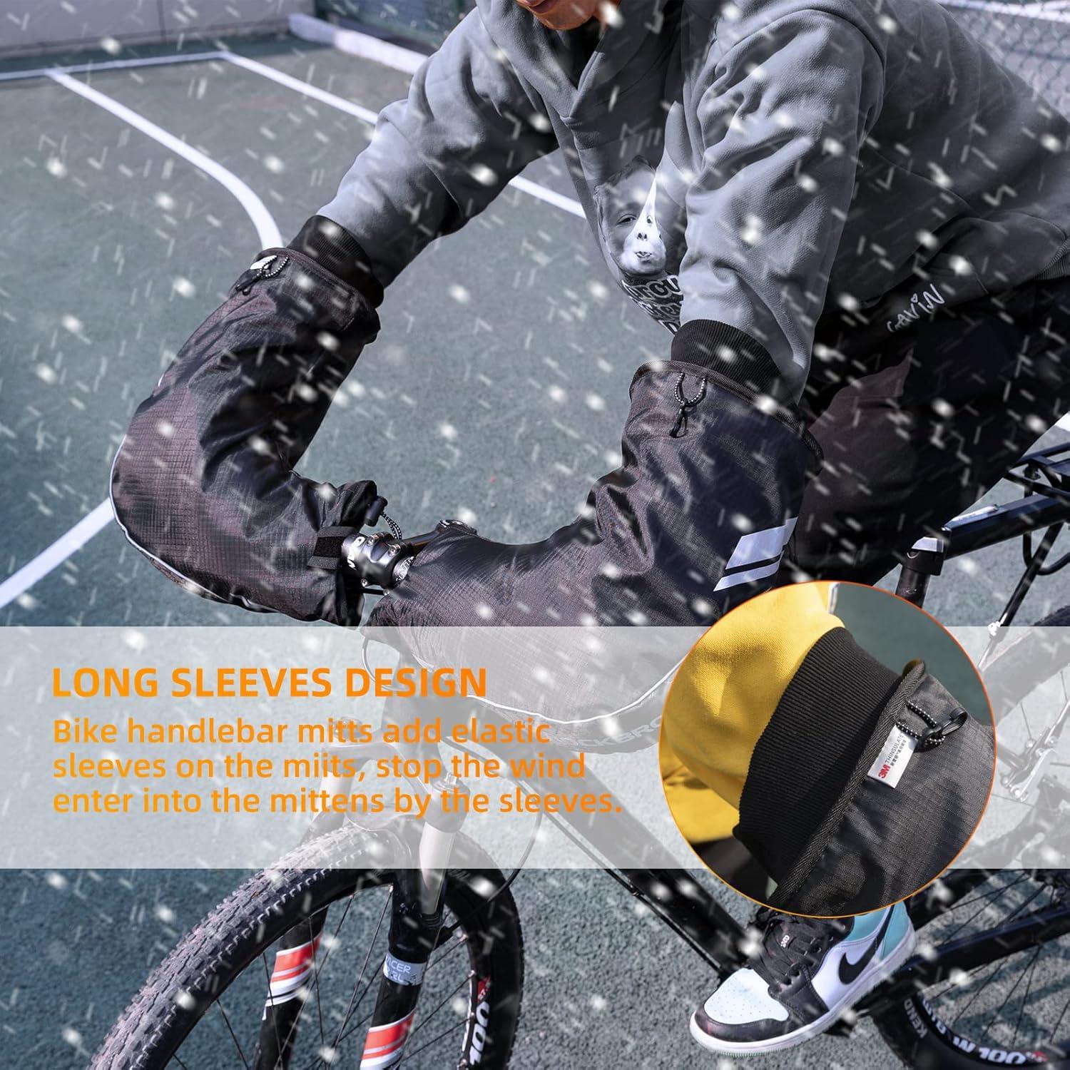imageROCKBROS Handlebar Covers Mountain Bike Bicycle Handlebar Warmers Cold Weather Bike Pogies Windproof Thinsulate Thermal Winter Handlebar Gloves for Mountain Bikes ATV Snow Mobile Motorcycles