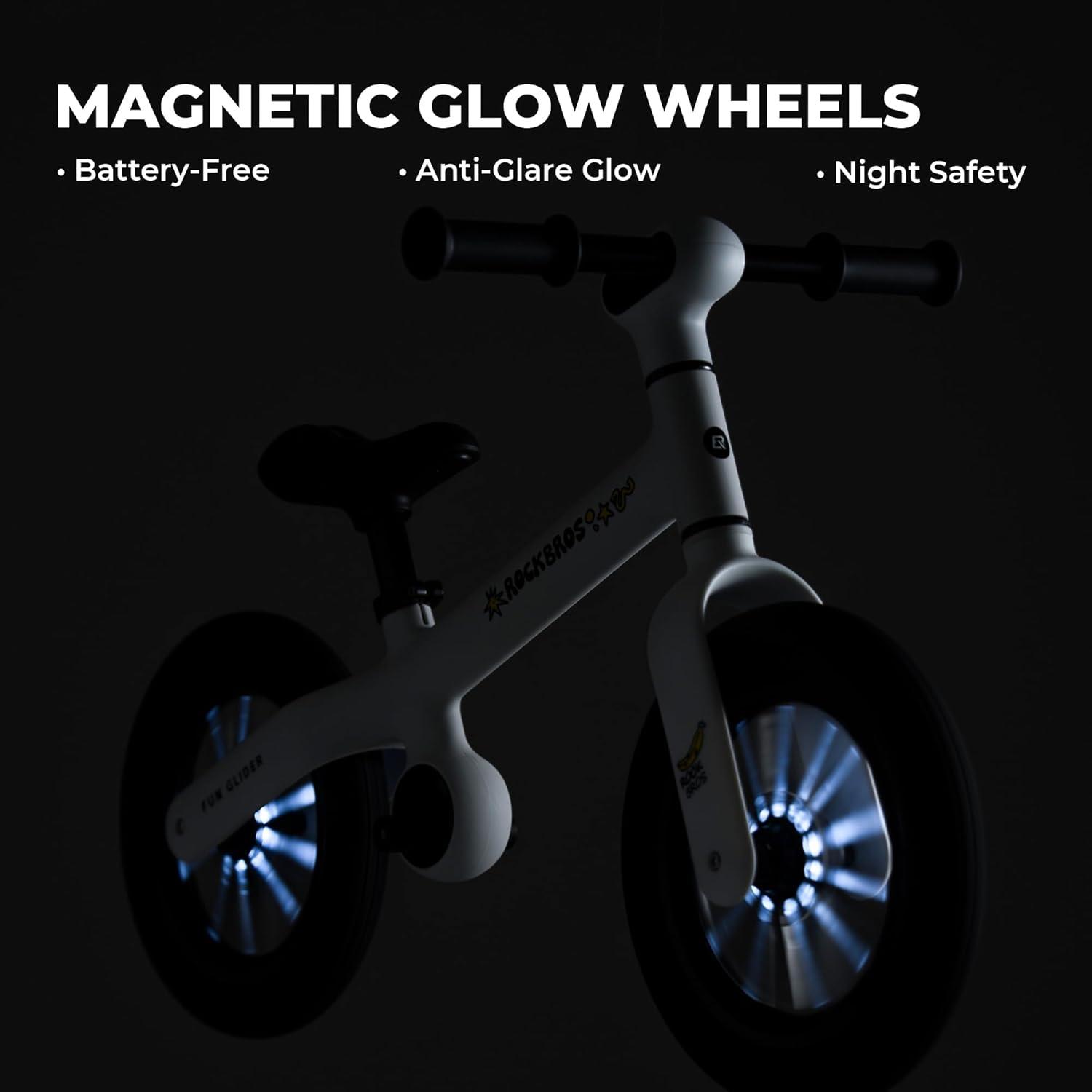 imageROCKBROS Kids Balance Bike No Pedal Toddler Toy for 25 Years Old 12 AntiSlip amp AutoGlow Wheels Lightweight 7 lbs Adjustable Seat 133157 Safe 360 Steering for Boys amp GirlsWhite
