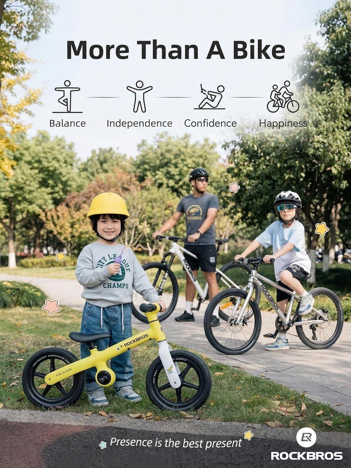 imageROCKBROS Kids Balance Bike No Pedal Toddler Toy for 25 Years Old 12 AntiSlip amp AutoGlow Wheels Lightweight 7 lbs Adjustable Seat 133157 Safe 360 Steering for Boys amp GirlsWhite