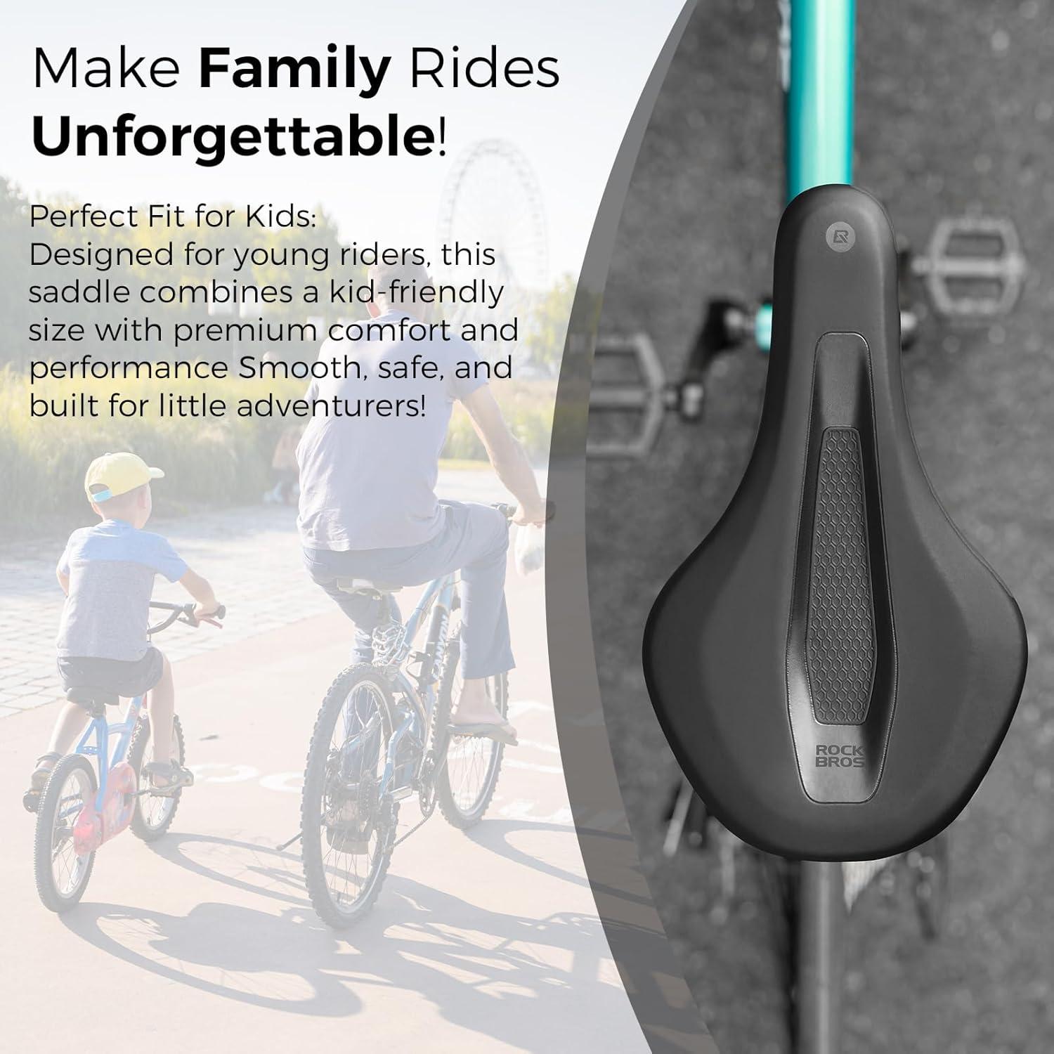 imageROCKBROS Kids Bike Saddle Youth Replacement Bike Seat BMX Bicycle Seat with Ergonomic Design 3 Zone Concept Waterproof Enhance Young Little Riders Gifts for BMX MTB amp Road 16 to 24 No Clamp