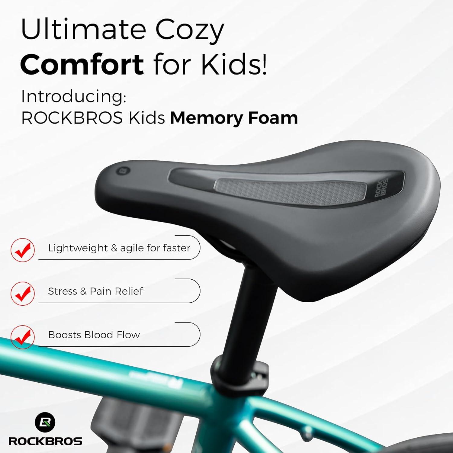 imageROCKBROS Kids Bike Saddle Youth Replacement Bike Seat BMX Bicycle Seat with Ergonomic Design 3 Zone Concept Waterproof Enhance Young Little Riders Gifts for BMX MTB amp Road 16 to 24 No Clamp