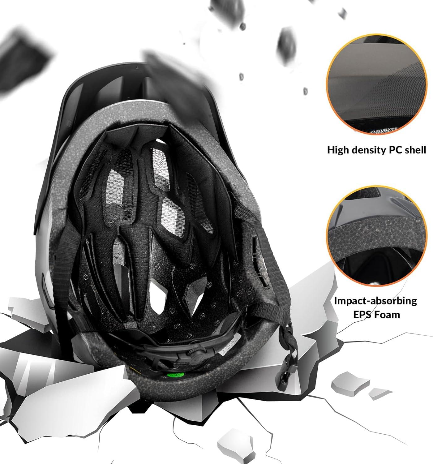 imageROCKBROS Kids Full Face Helmet Kids Bike Helmets Lightweight Toddler Mountain Bike Helmet Detachable for MTB BMX Skating Cycling Scooter Safety Bicycle Helmets for Youth Child Boys Girls Ages 316Silver Black White