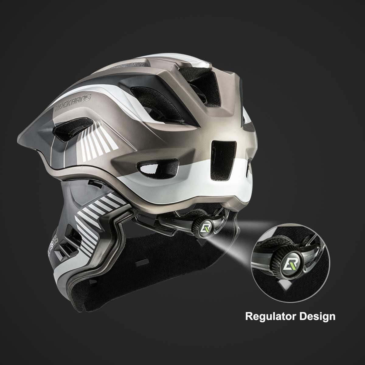 imageROCKBROS Kids Full Face Helmet Kids Bike Helmets Lightweight Toddler Mountain Bike Helmet Detachable for MTB BMX Skating Cycling Scooter Safety Bicycle Helmets for Youth Child Boys Girls Ages 316Black Titanium